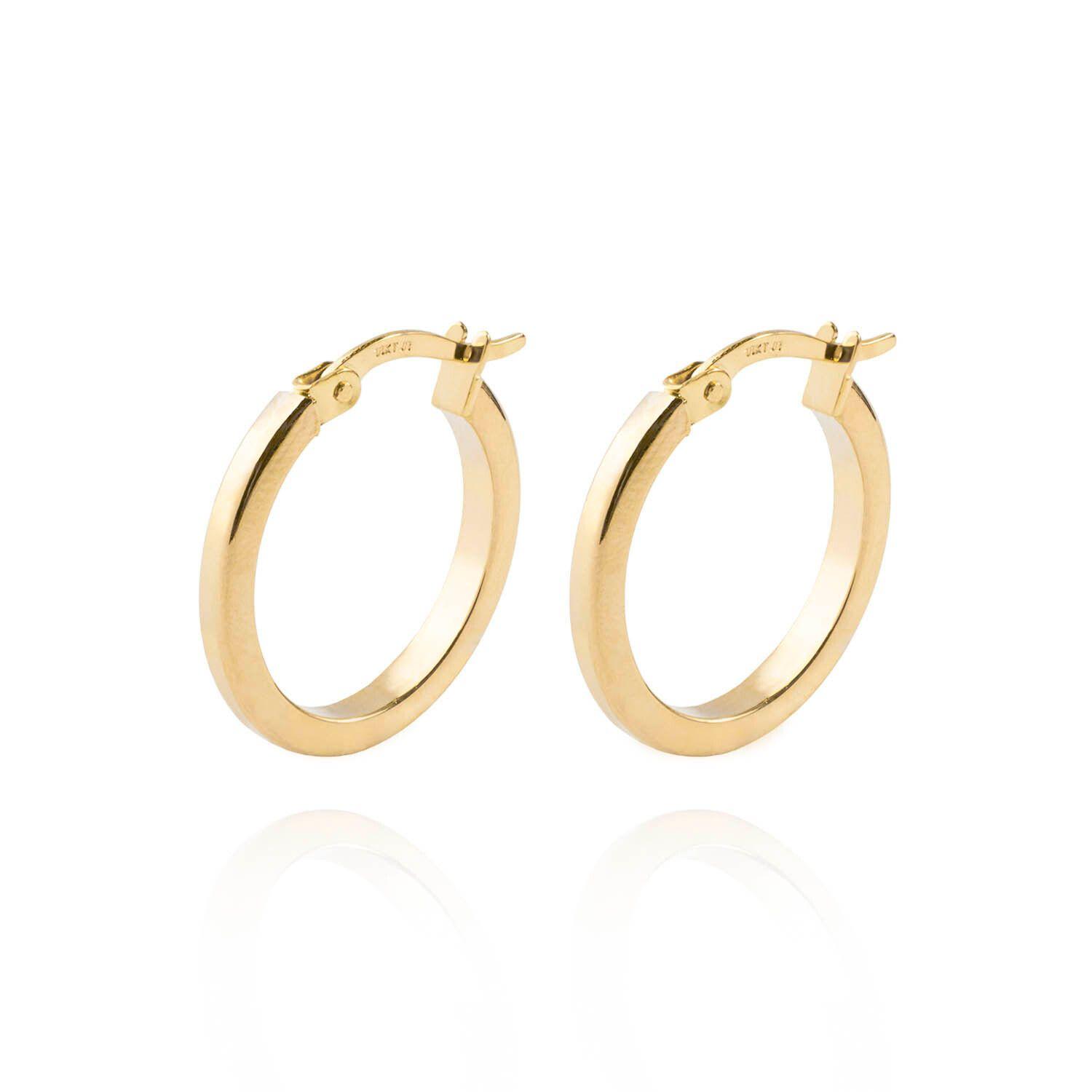 Aros de Oro 18kt Argollas de  Tubo 15mm-2