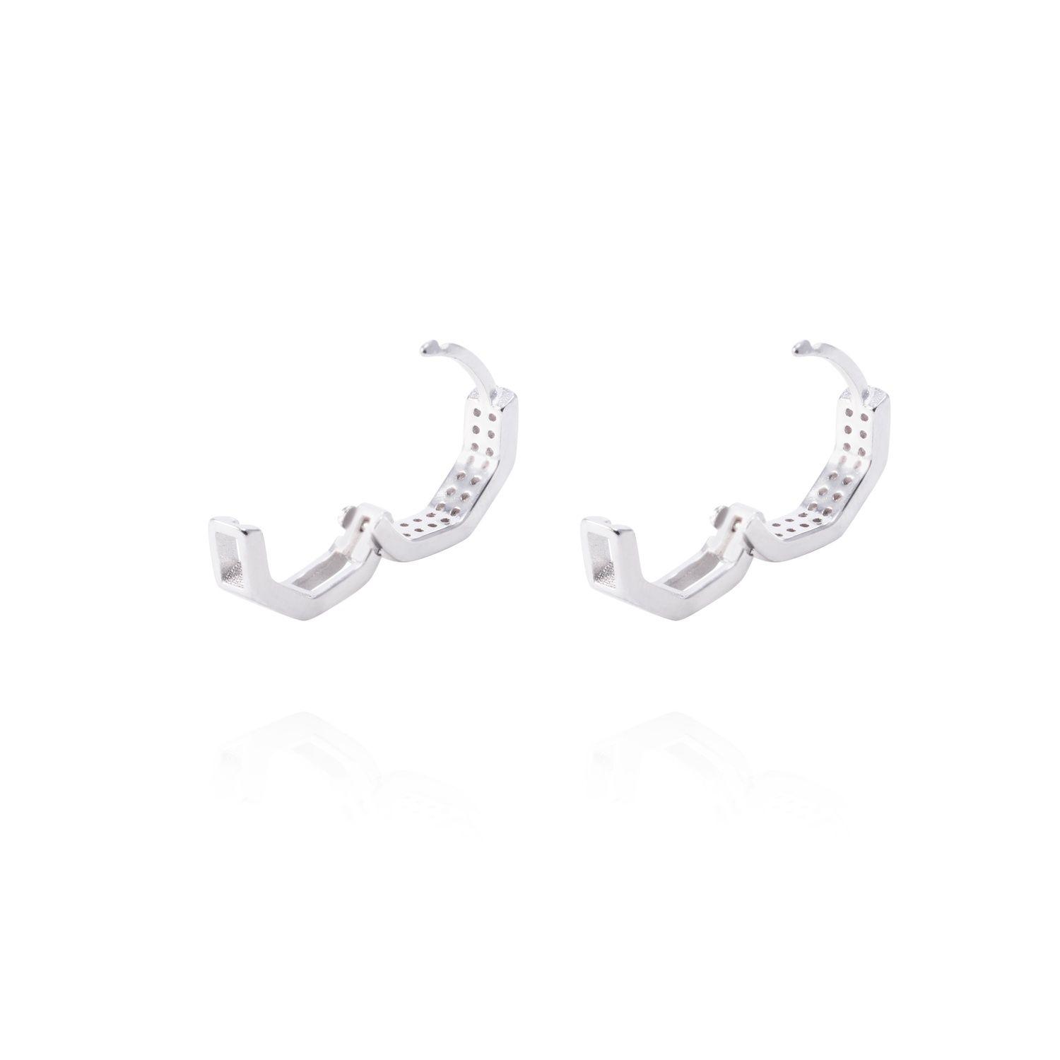 Aros de Plata Esterlina Argollas Circón Rectangular-2