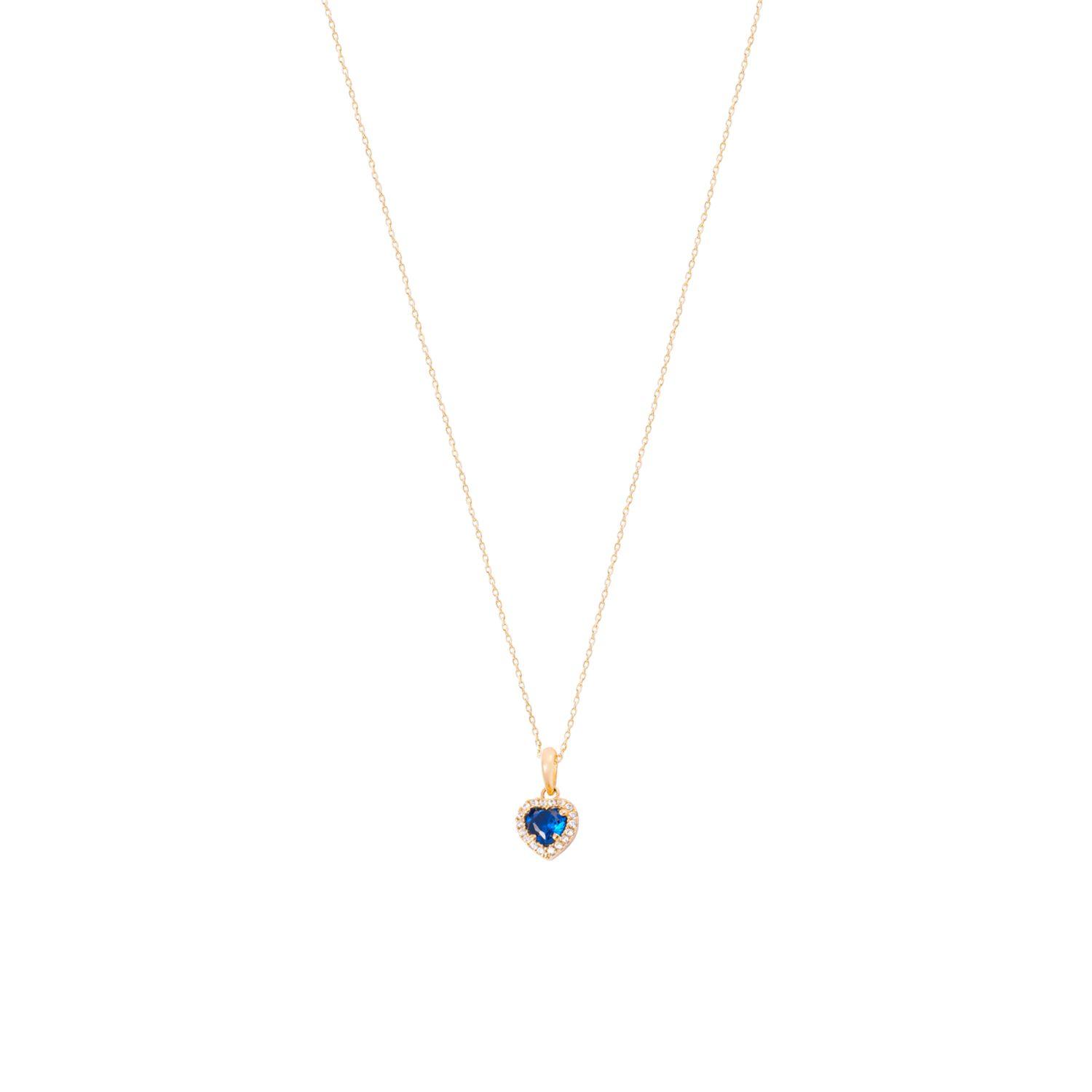 Colgante de Oro 18kt Corazón Circonita-Zafiros-2