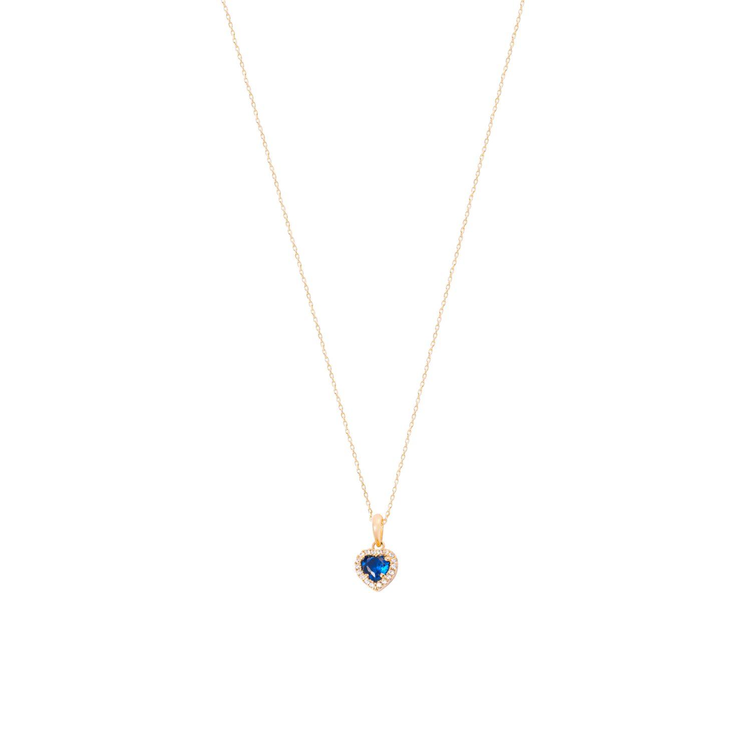 Colgante de Oro 18kt Corazón Circonita-Zafiros-2