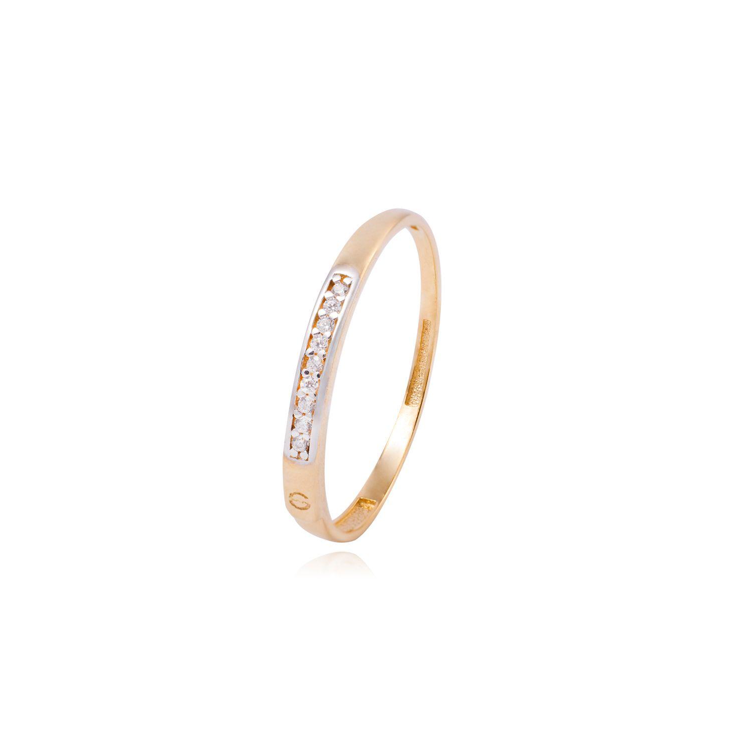 Anillo Compromiso de Oro 18Kt Medio Cintillo 9 Circonita-0