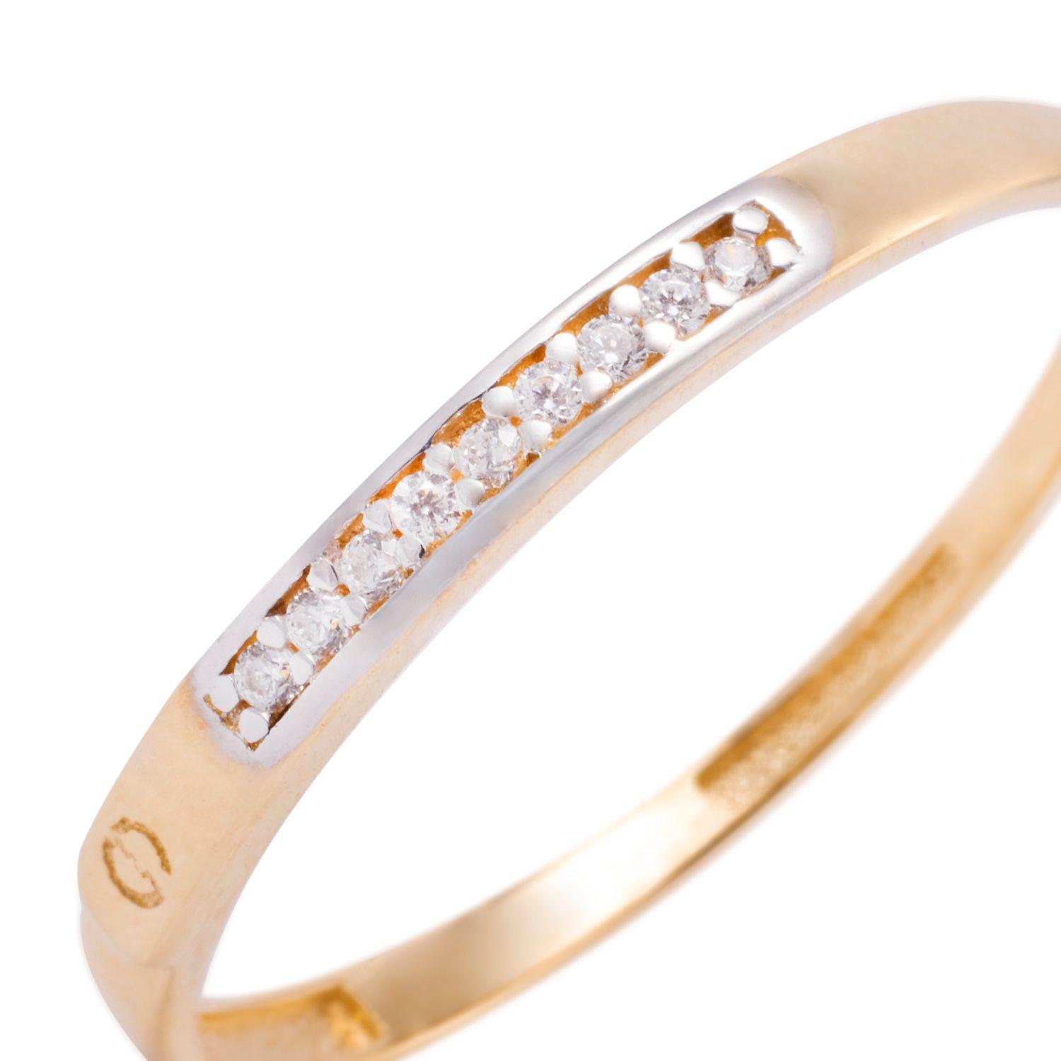 Anillo Compromiso de Oro 18Kt Medio Cintillo 9 Circonita-1