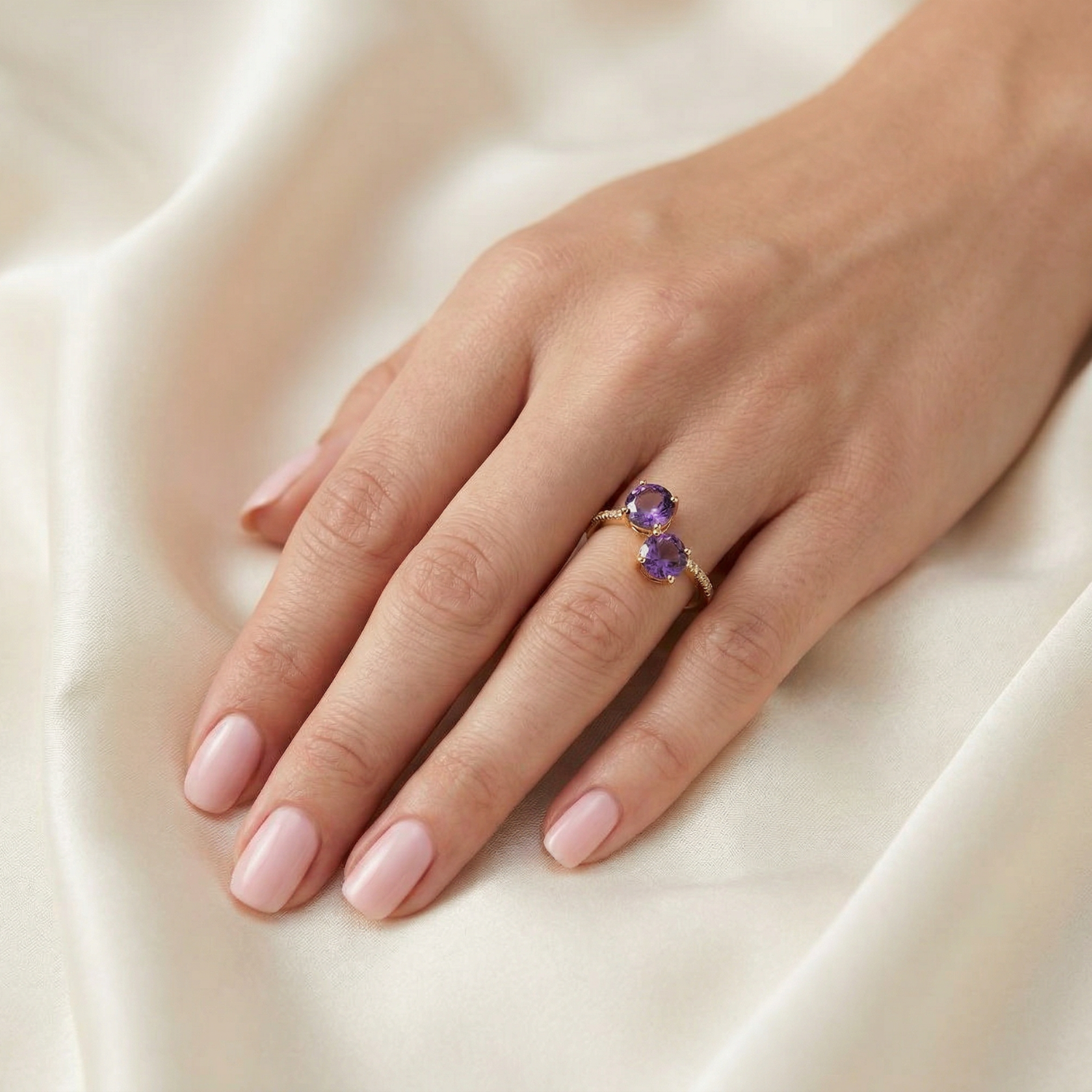 Anillo Oro Amarillo 18kt Diamantes 15 Pts Amatista 98 Pts-3