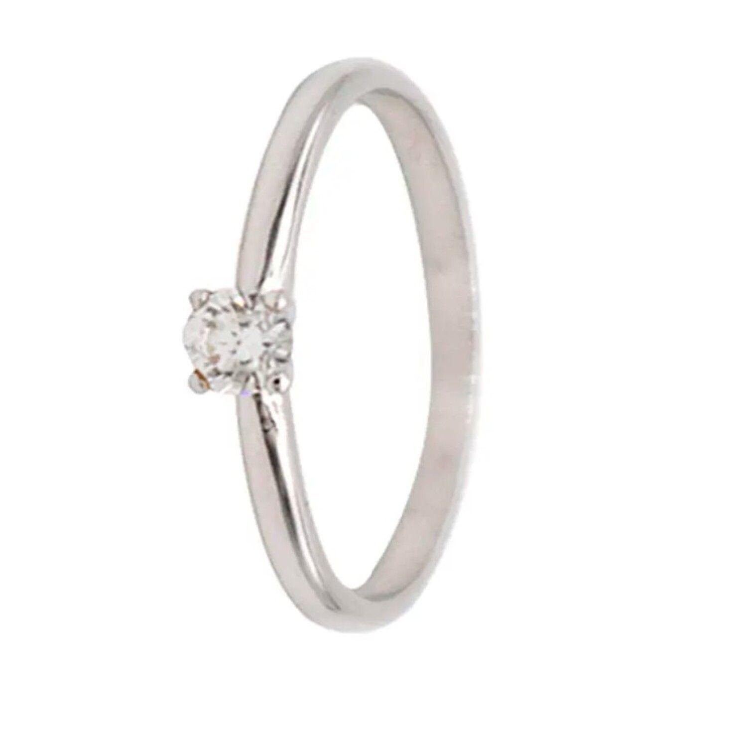 Anillo Oro Blanco 18kt Solitario Diamante 15 Puntos-0
