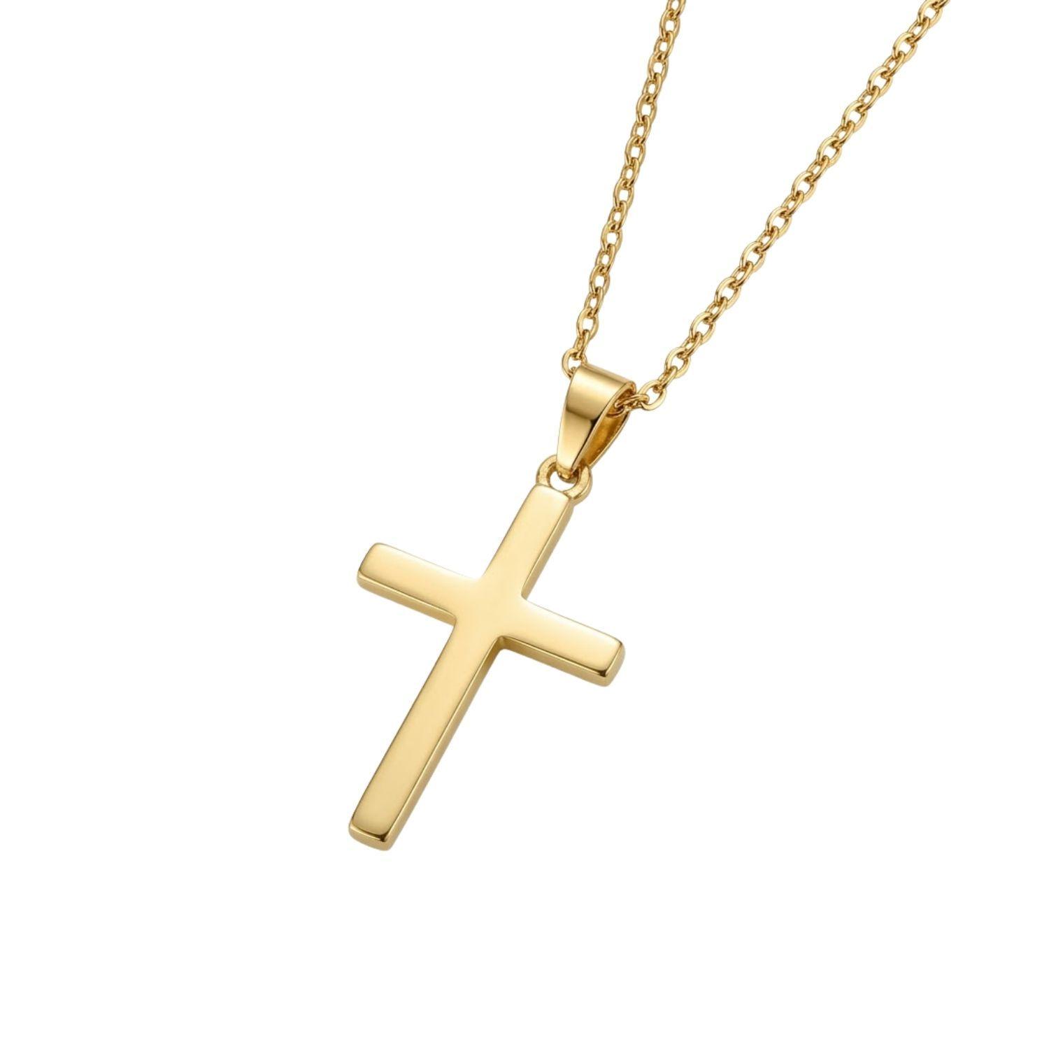 Colgante de Oro Miel 18kt Cruz Delgada-1