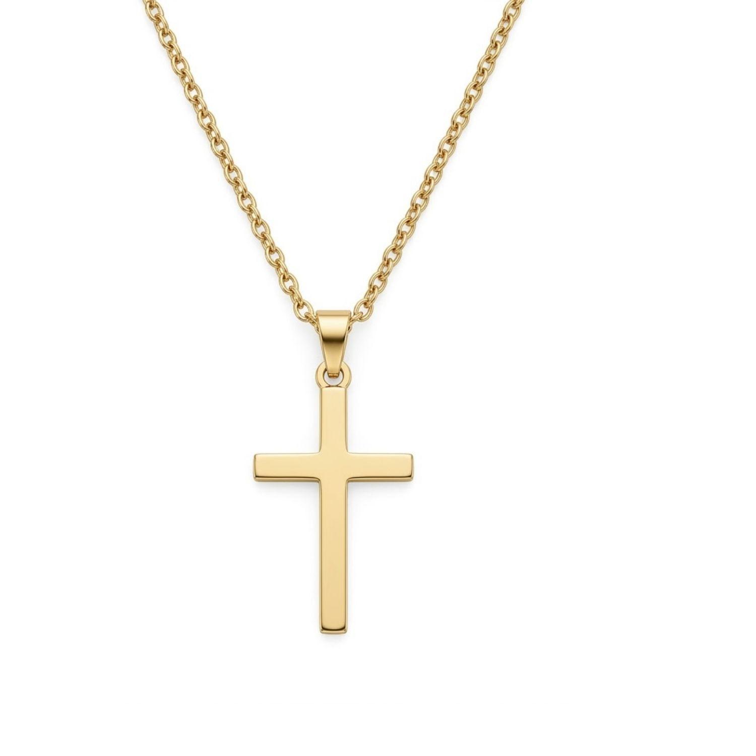 Colgante de Oro Miel 18kt Cruz Delgada-2