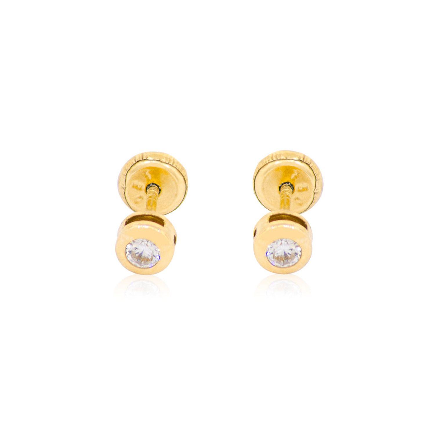 Aros de Oro 18kt Pto de Luz 3,5mm con Circonita-0