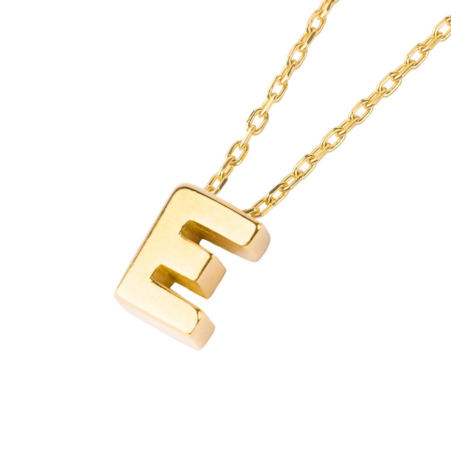Collar de Oro 18kt Letra E-0