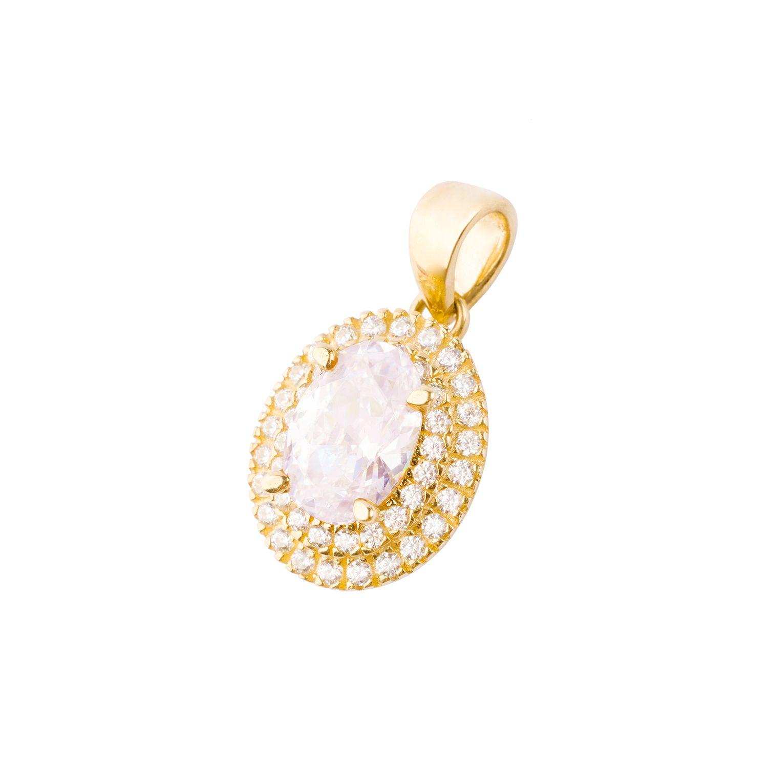 Colgante de Oro 18kt Ovalado Doble Riel-0
