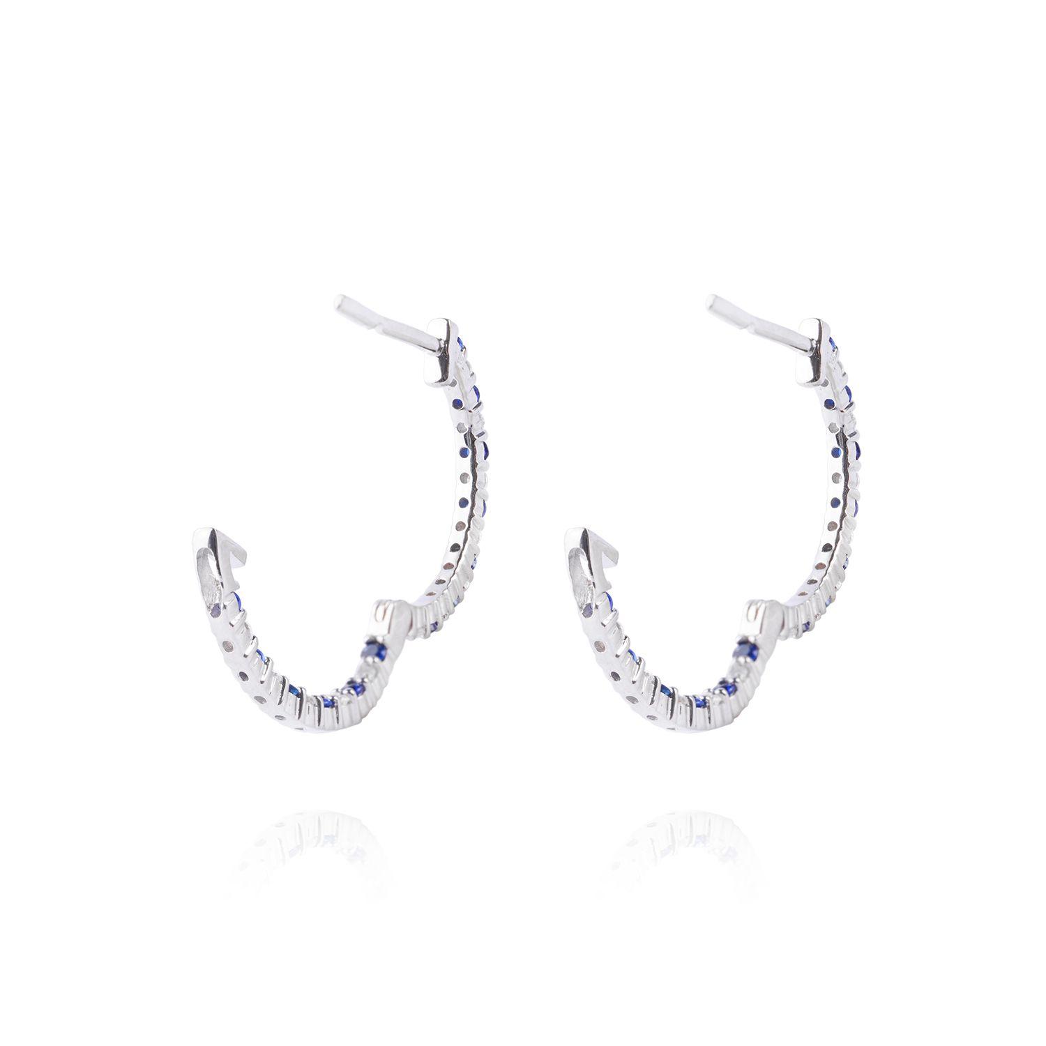 Aros Oro Blanco 18kt Diamantes 26pts total SI/H 34pts Zafiro-2
