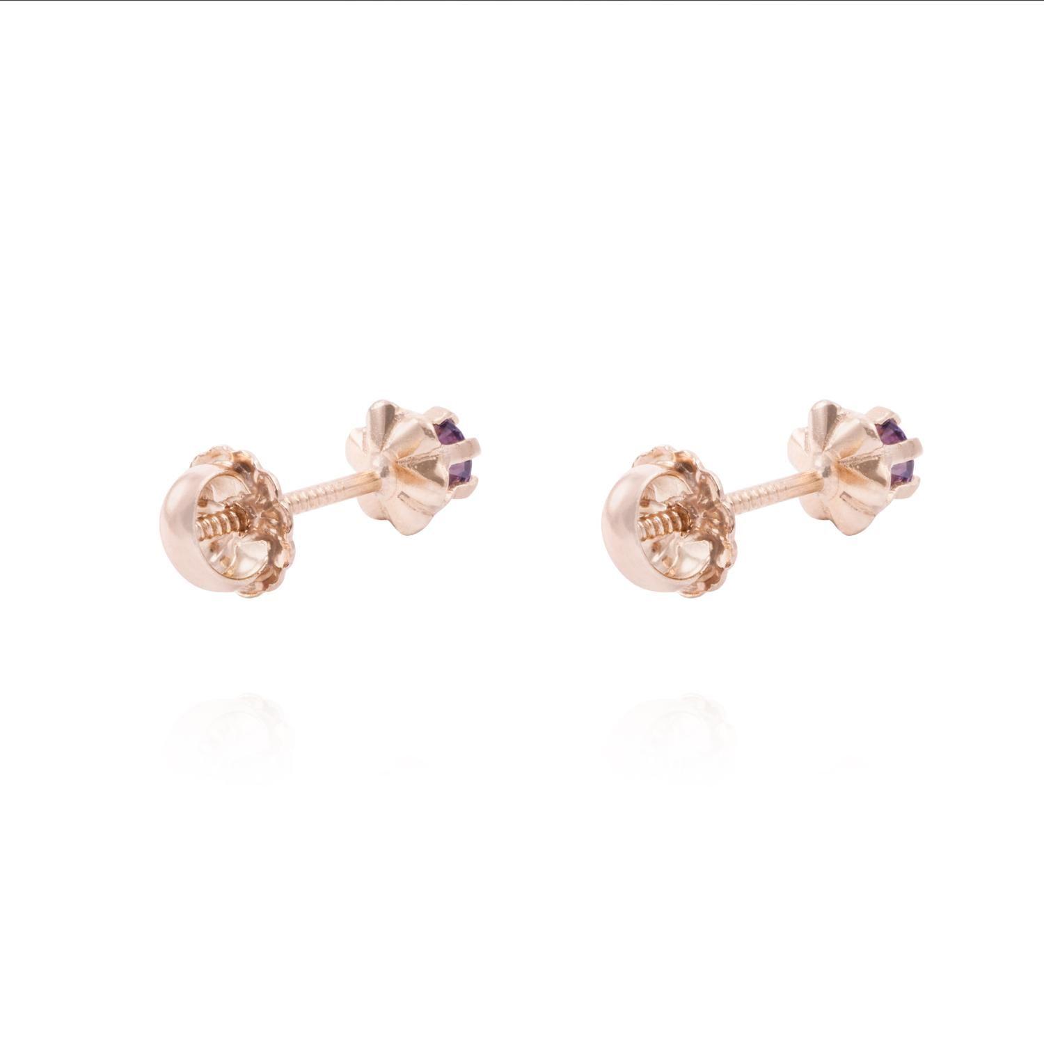 Aros Oro Miel 18kt  Amatista 3mm-2