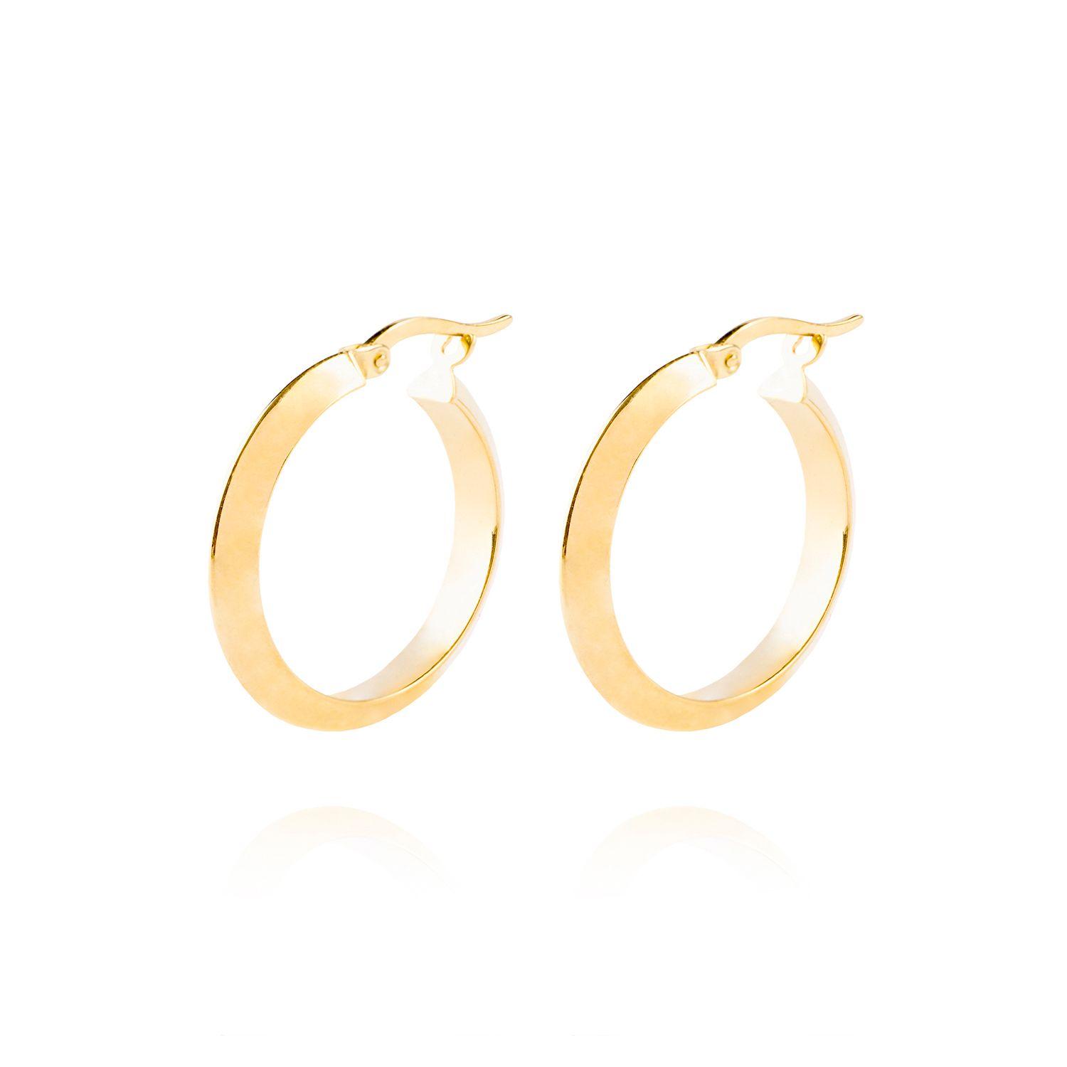 Aros de Oro 18kt Argollas tubo triangular 25mm-0