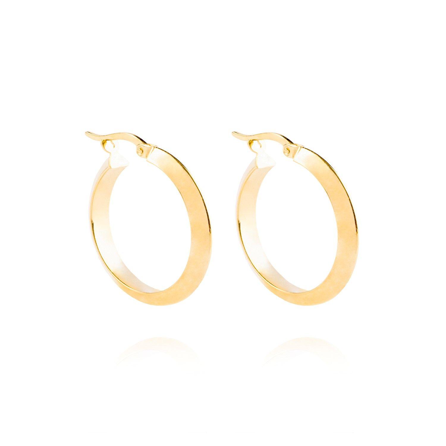 Aros de Oro 18kt Argollas tubo triangular 25mm-2
