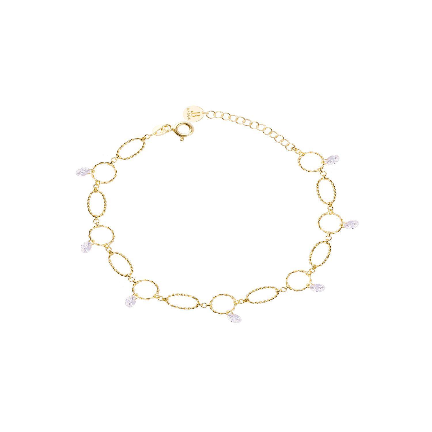 Pulsera de Plata Esterlina 925 Ovalos Circon Bañado en Oro 18kt-0