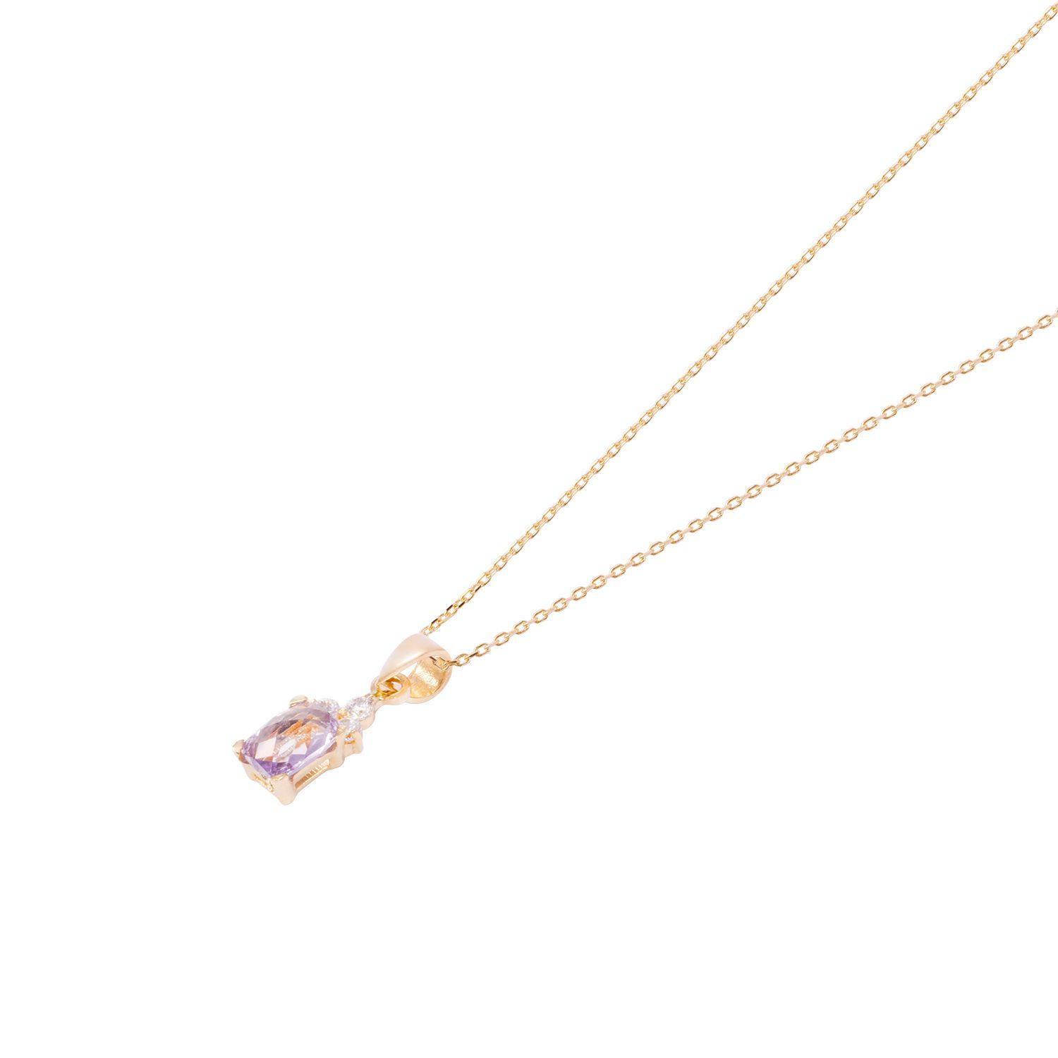 Colgante Oro Amarillo 18kt Amatista Cz Y Circonitas-1