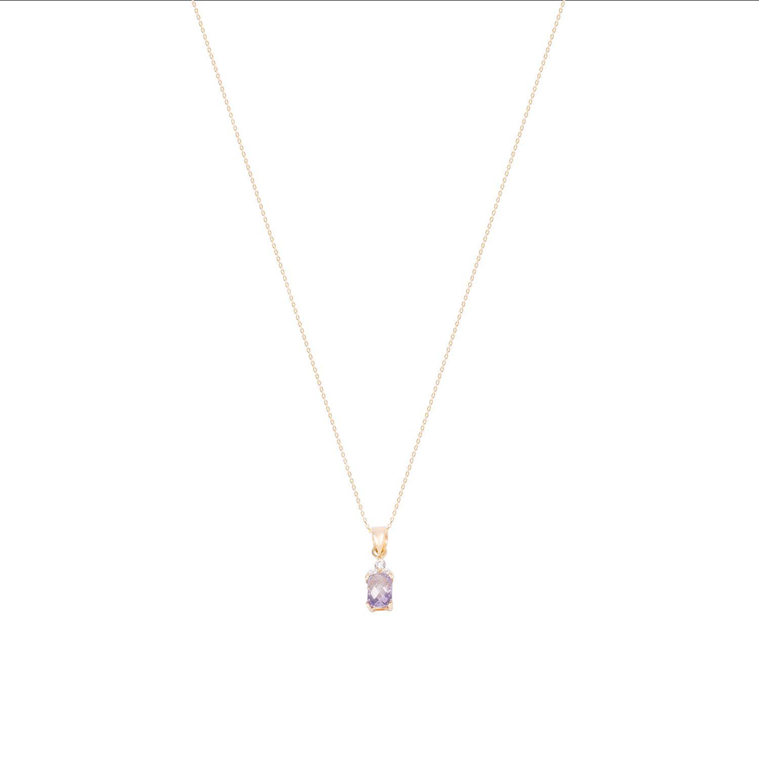 Colgante Oro Amarillo 18kt Amatista Cz Y Circonitas-2
