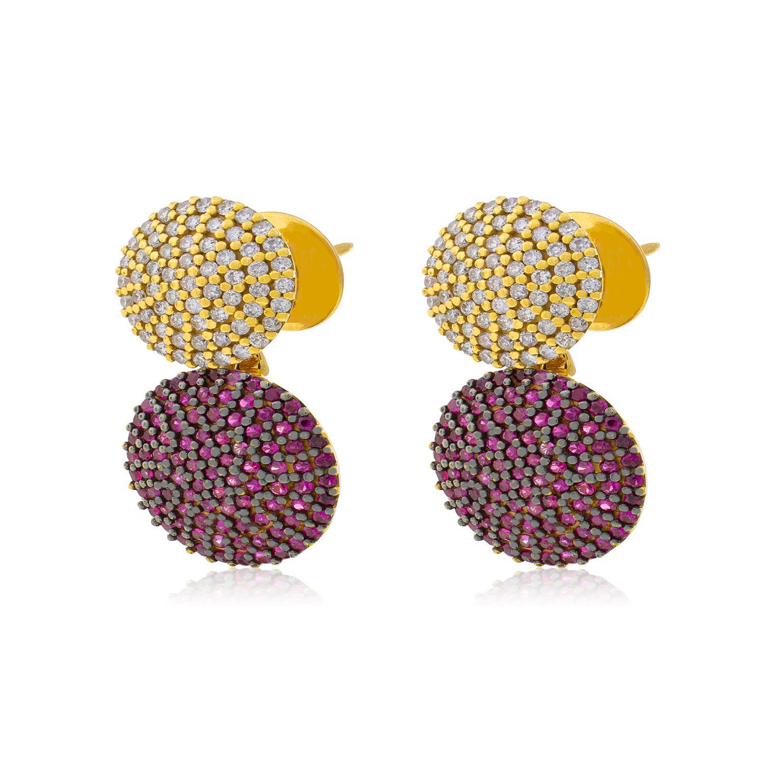 Aros Oro Amarillo 18Kt Diamantes y Rubi-2