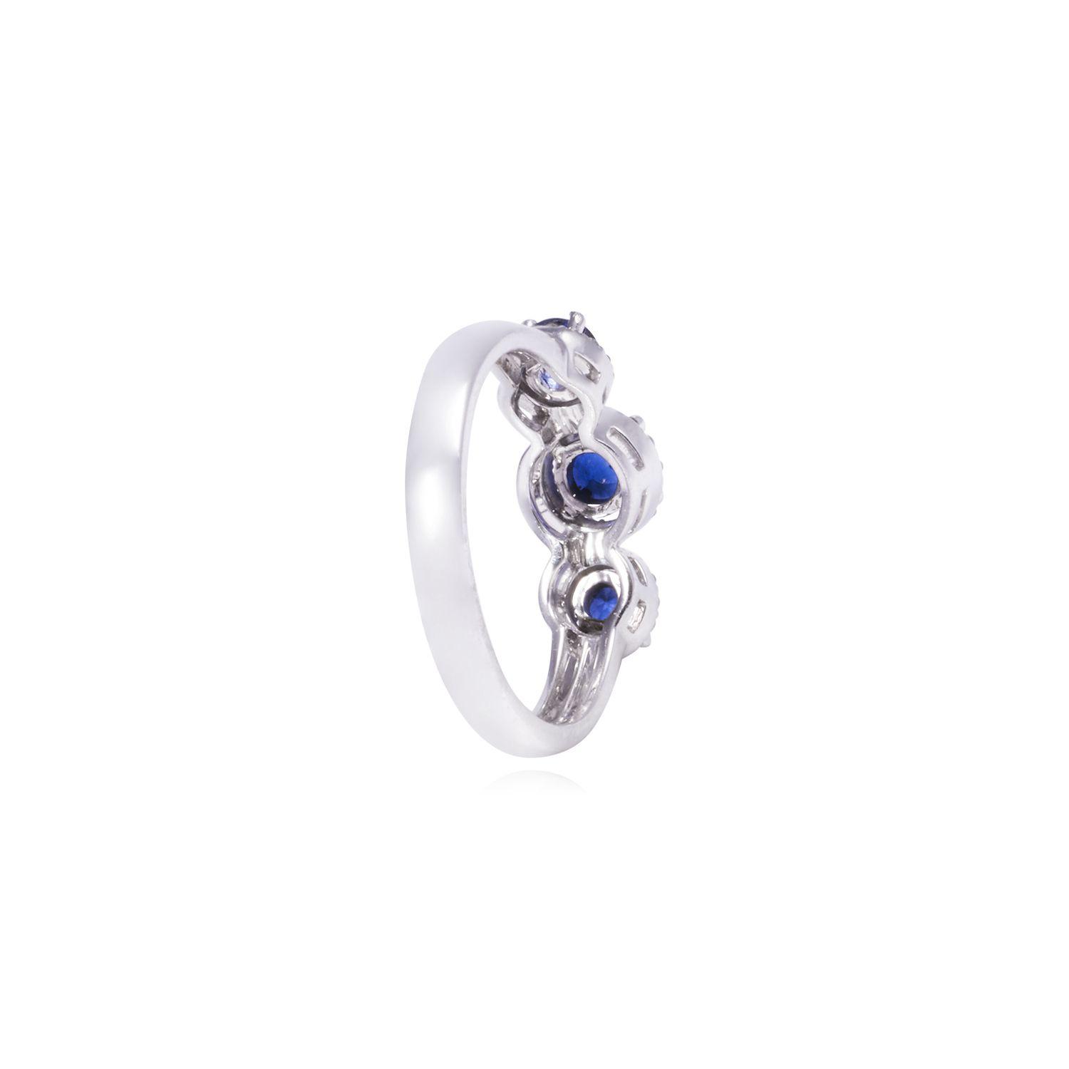 Anillo Oro Blanco 18kt Diamantes 17 Pts Tres Zafiros 83 Pts-2