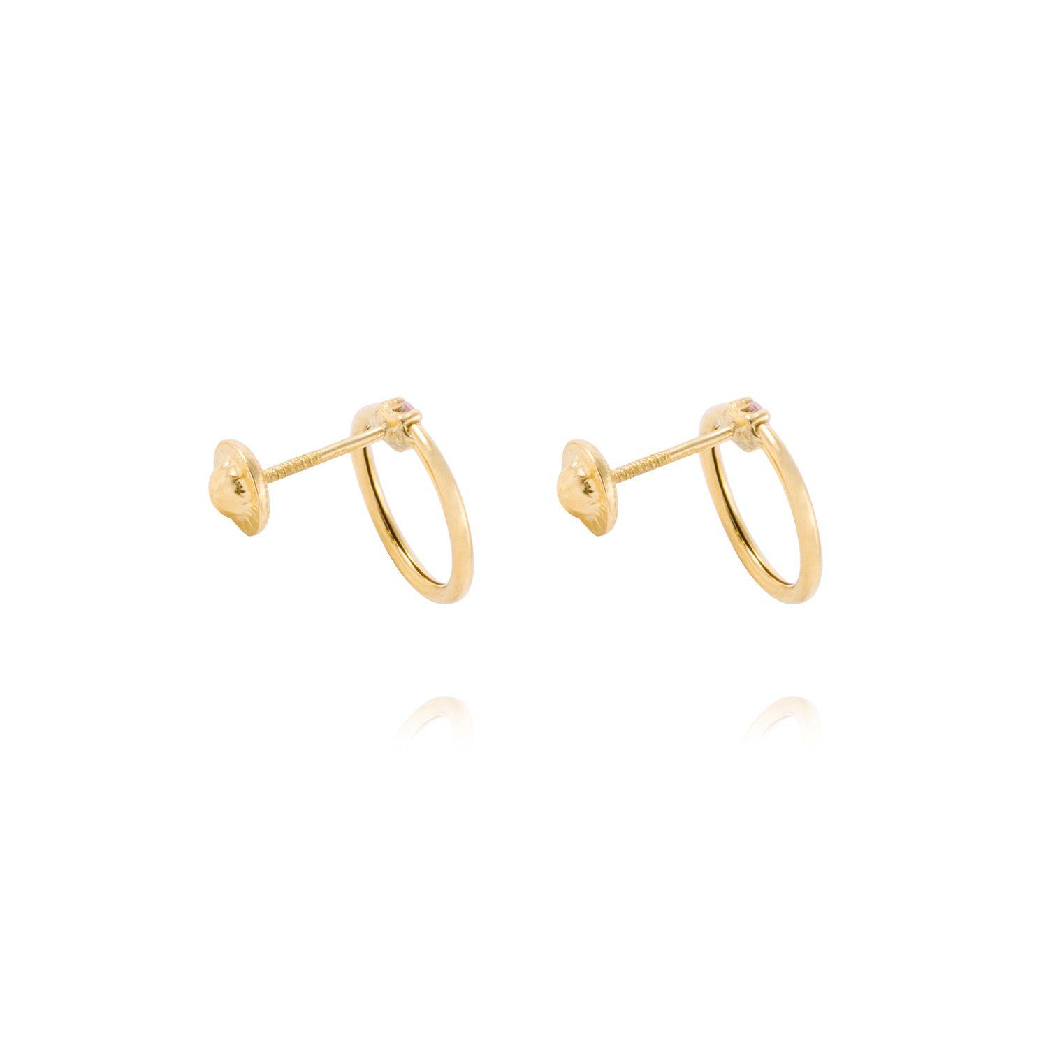 Aros de Oro 18kt Circulo Circón-2