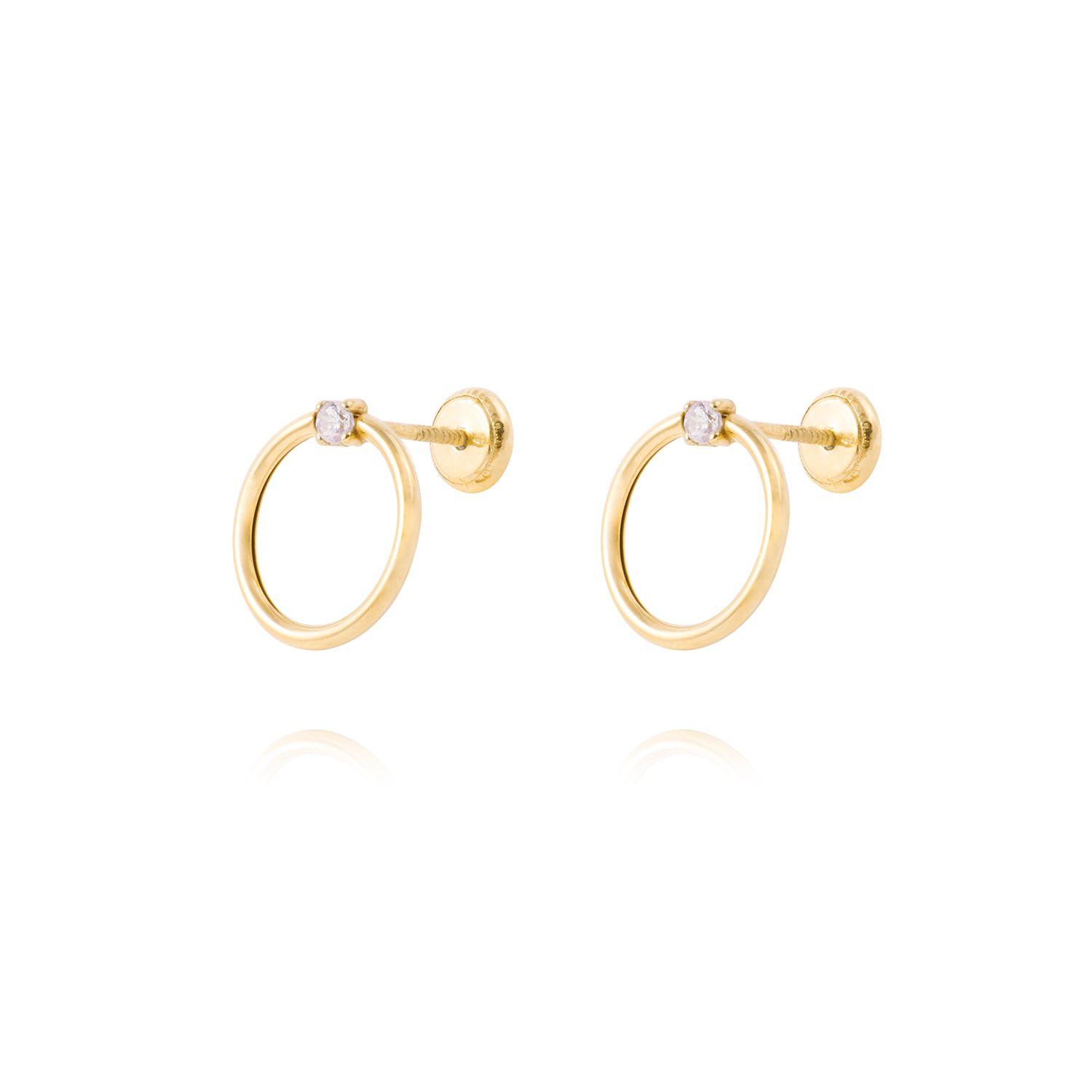 Aros de Oro 18kt Circulo Circón-0