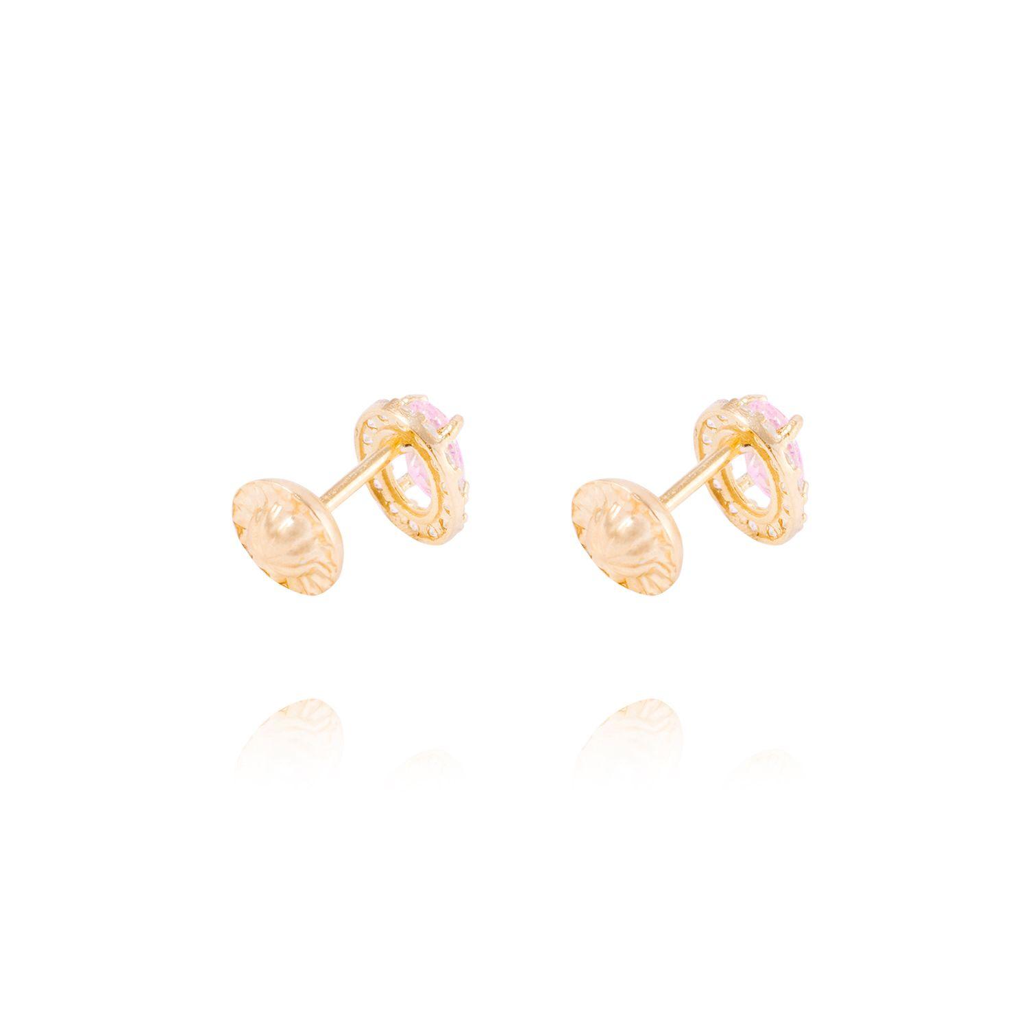 Aros de Oro de 18kt Rosa Francia con Circón-2