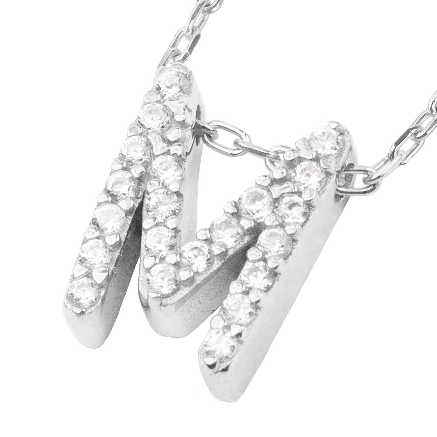 Collar de Plata Esterlina 925 Letra M Circon-2