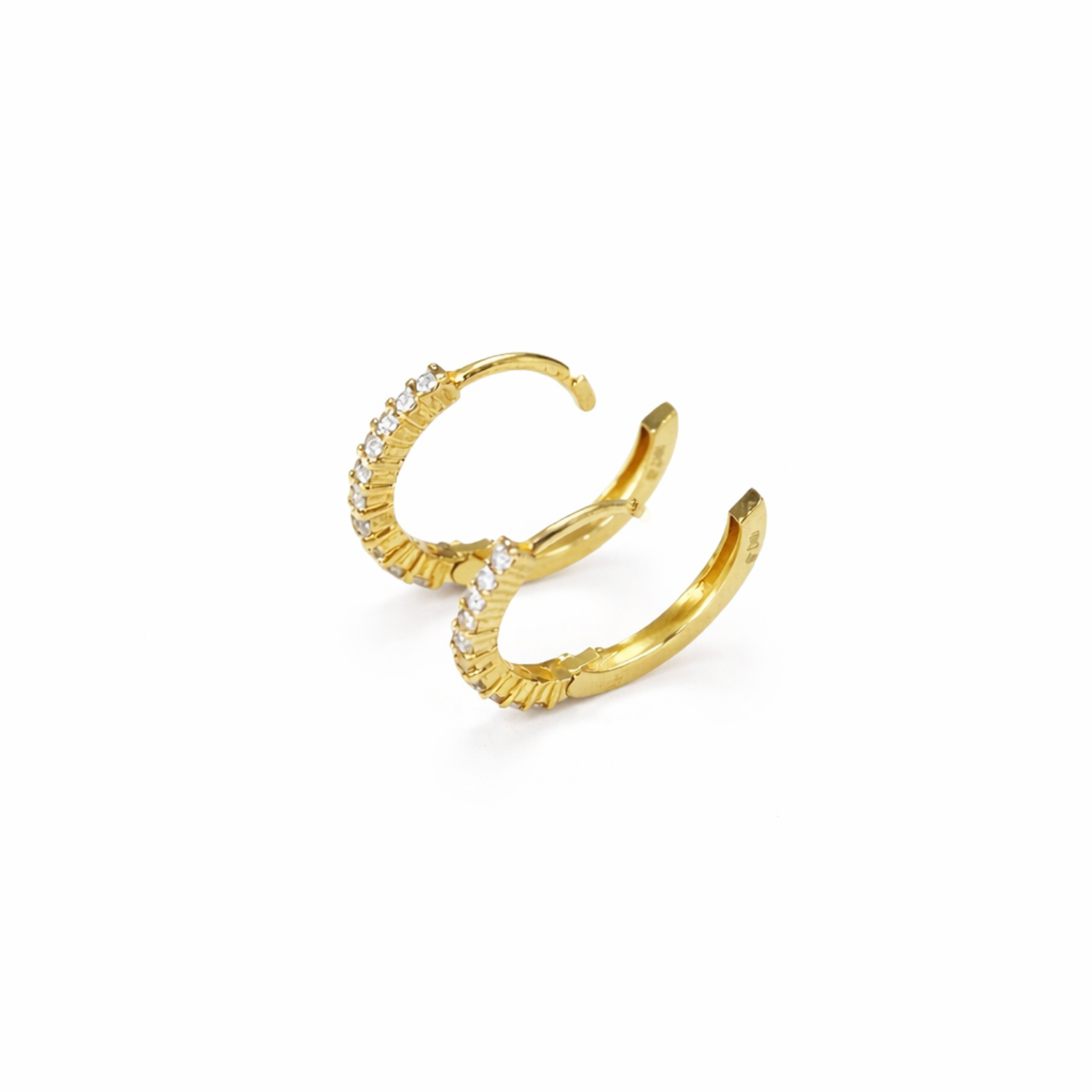 Aros Oro Amarillo 18kt Argollas Pequeñas Circonita 11MM-2