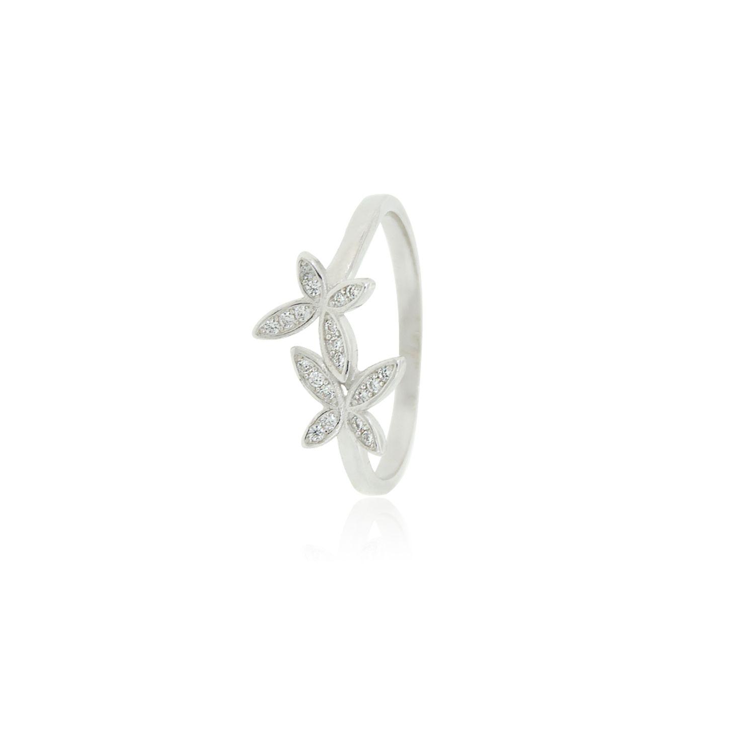 Anillo de Plata Esterlina 925 Doble Mariposa Circonita-2