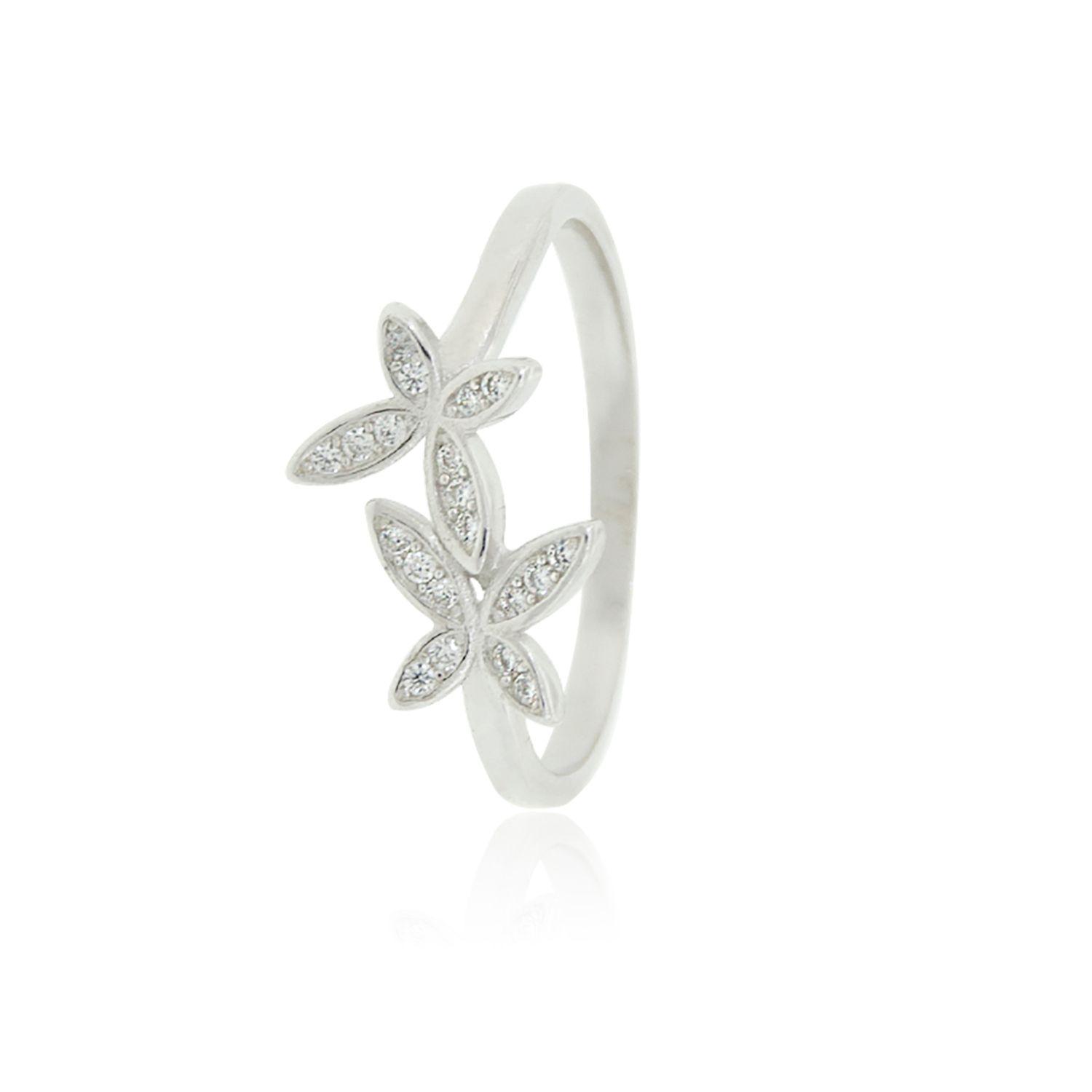 Anillo de Plata Esterlina 925 Doble Mariposa Circonita-0