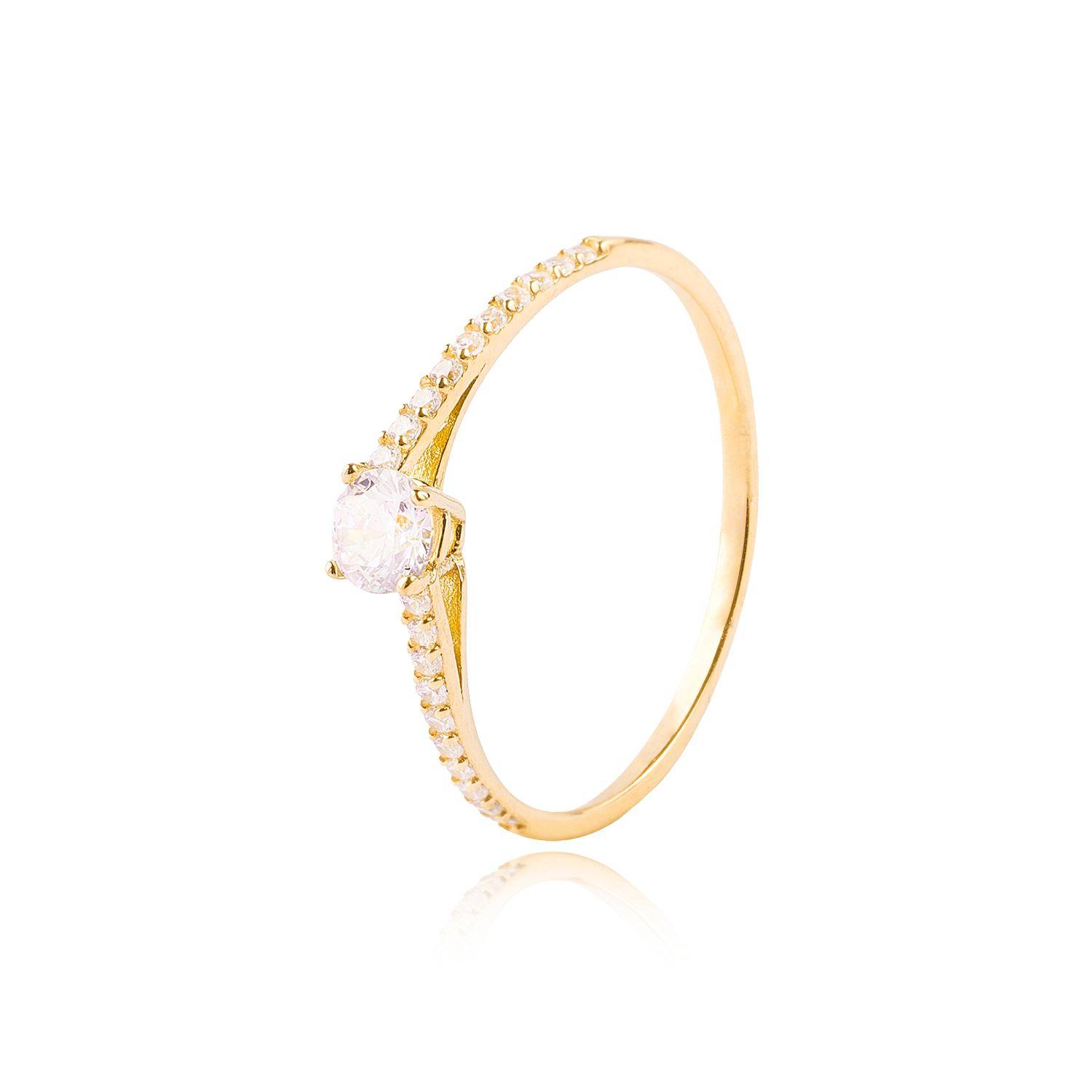 Anillo de Oro 18kt Circon Central 4,0mm Riel Circones-0