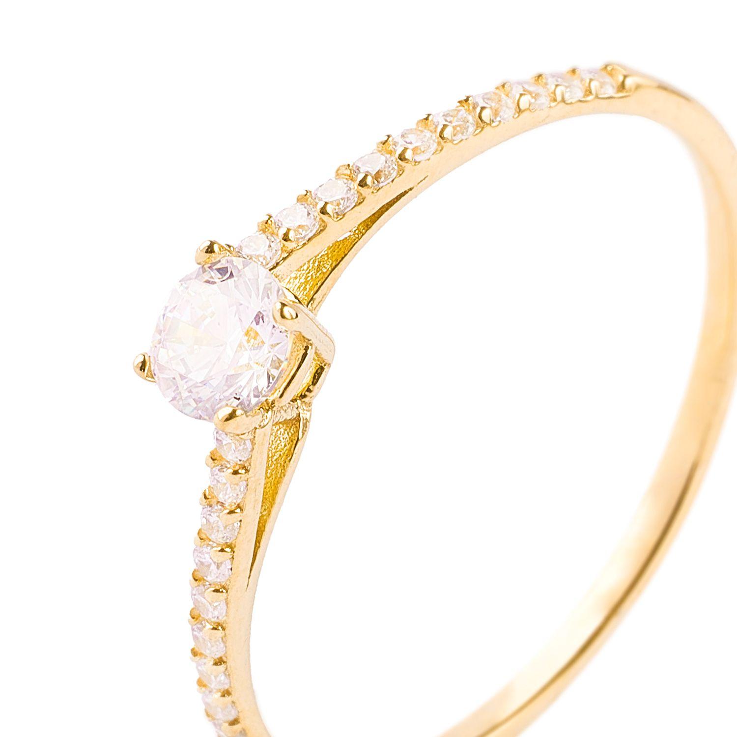 Anillo de Oro 18kt Circon Central 4,0mm Riel Circones-1