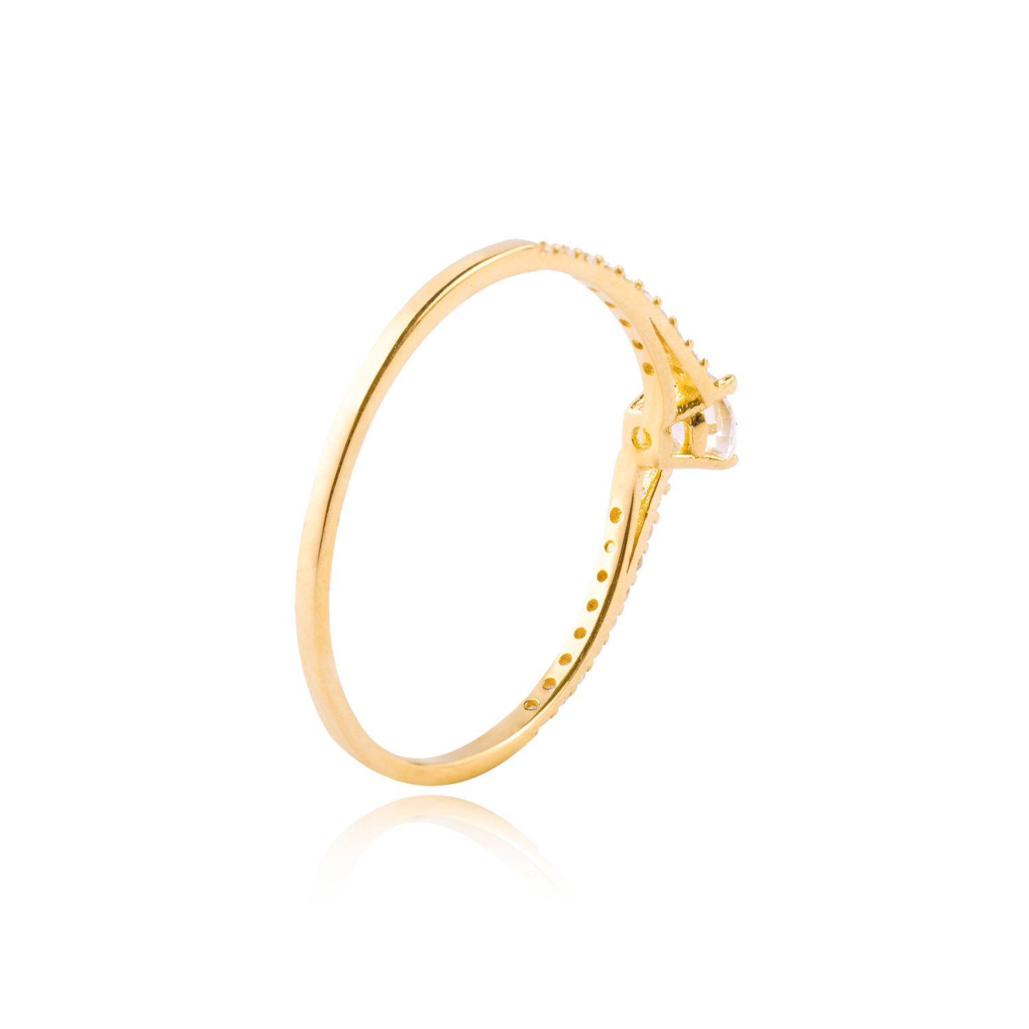 Anillo de Oro 18kt Circon Central 4,0mm Riel Circones-2