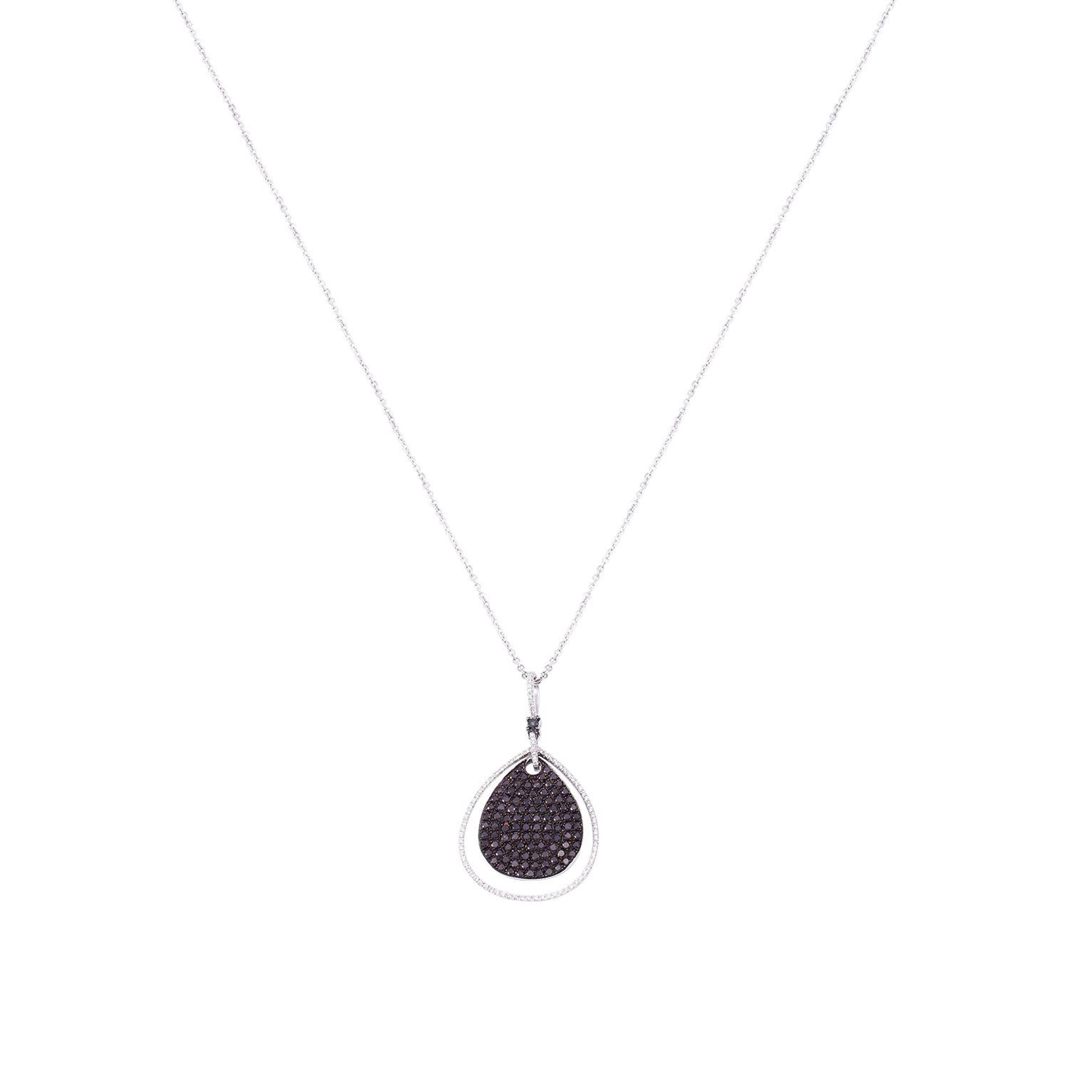 Collar Oro Blanco 18kt Gota de Diamantes 2,39 Qlts-2
