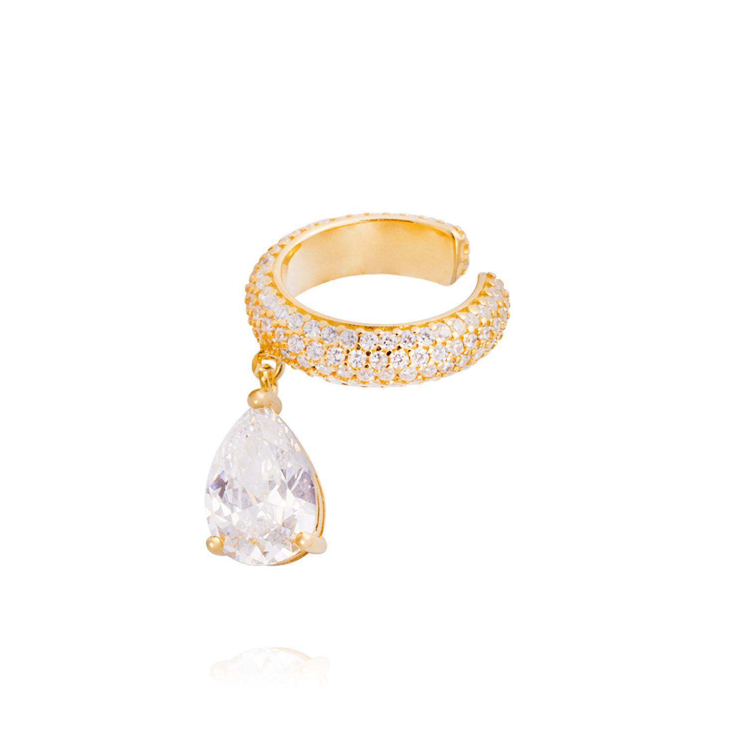 Piercing de Plata Esterlina 925 Earcuff gota Bañado en Oro 14kt-0