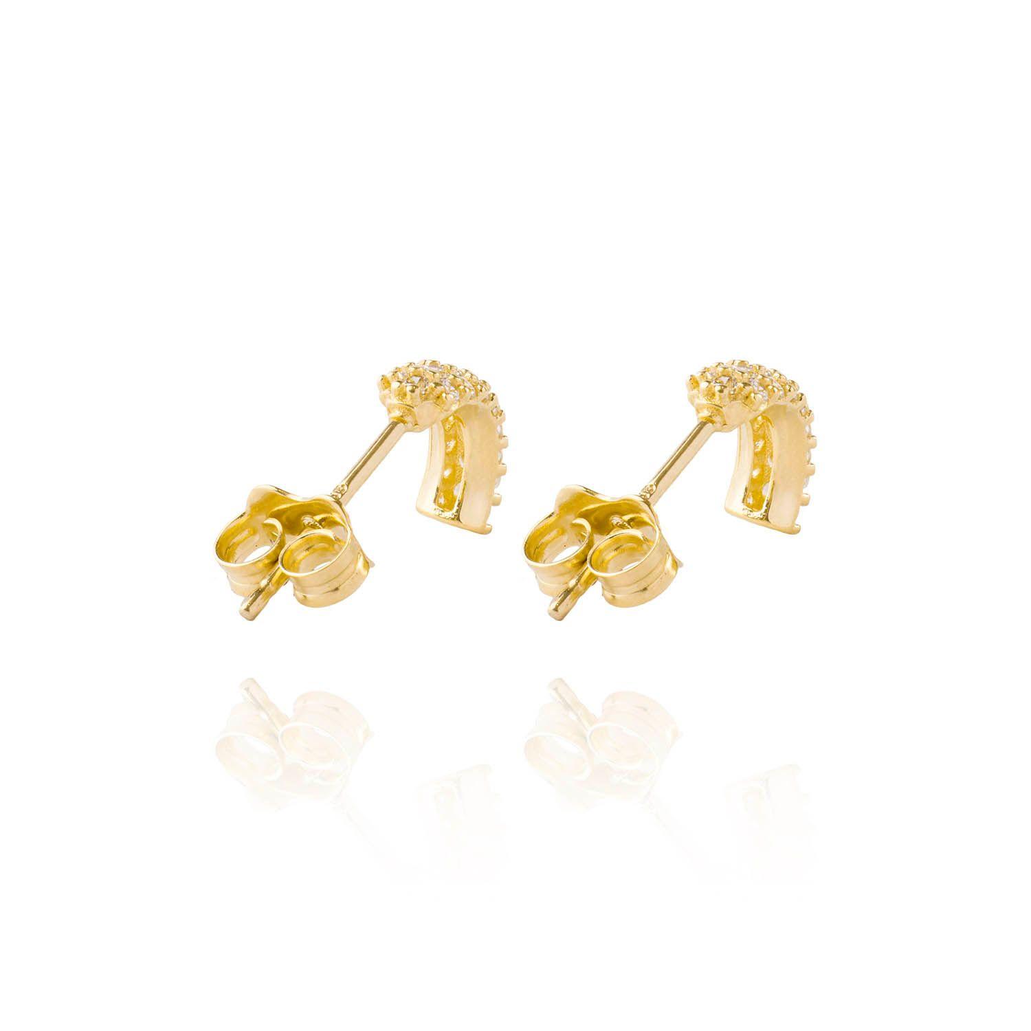 Aros de Oro 18kt Media Luna con Circones AUA-2