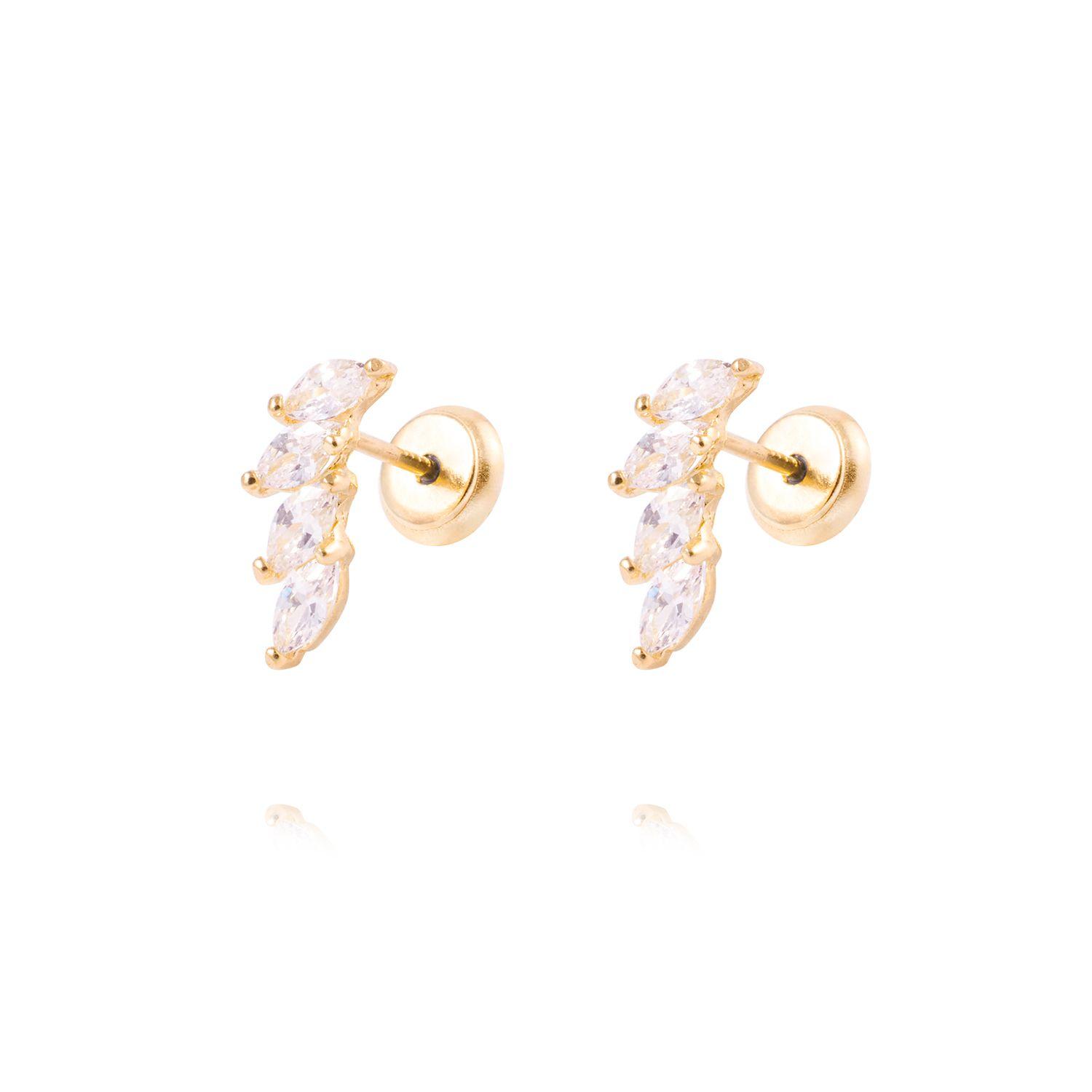 Aros de Oro de 18kt Hojas de circones-0