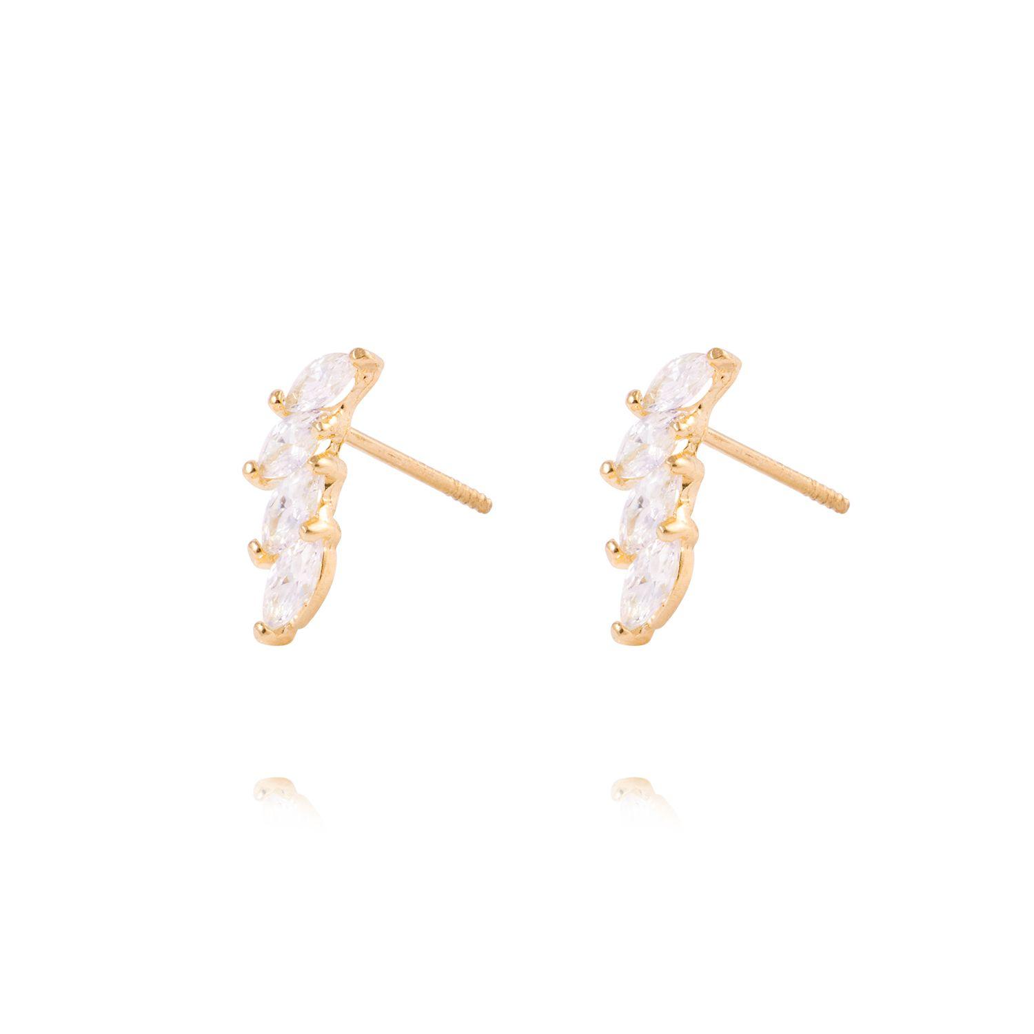 Aros de Oro de 18kt Hojas de circones-1