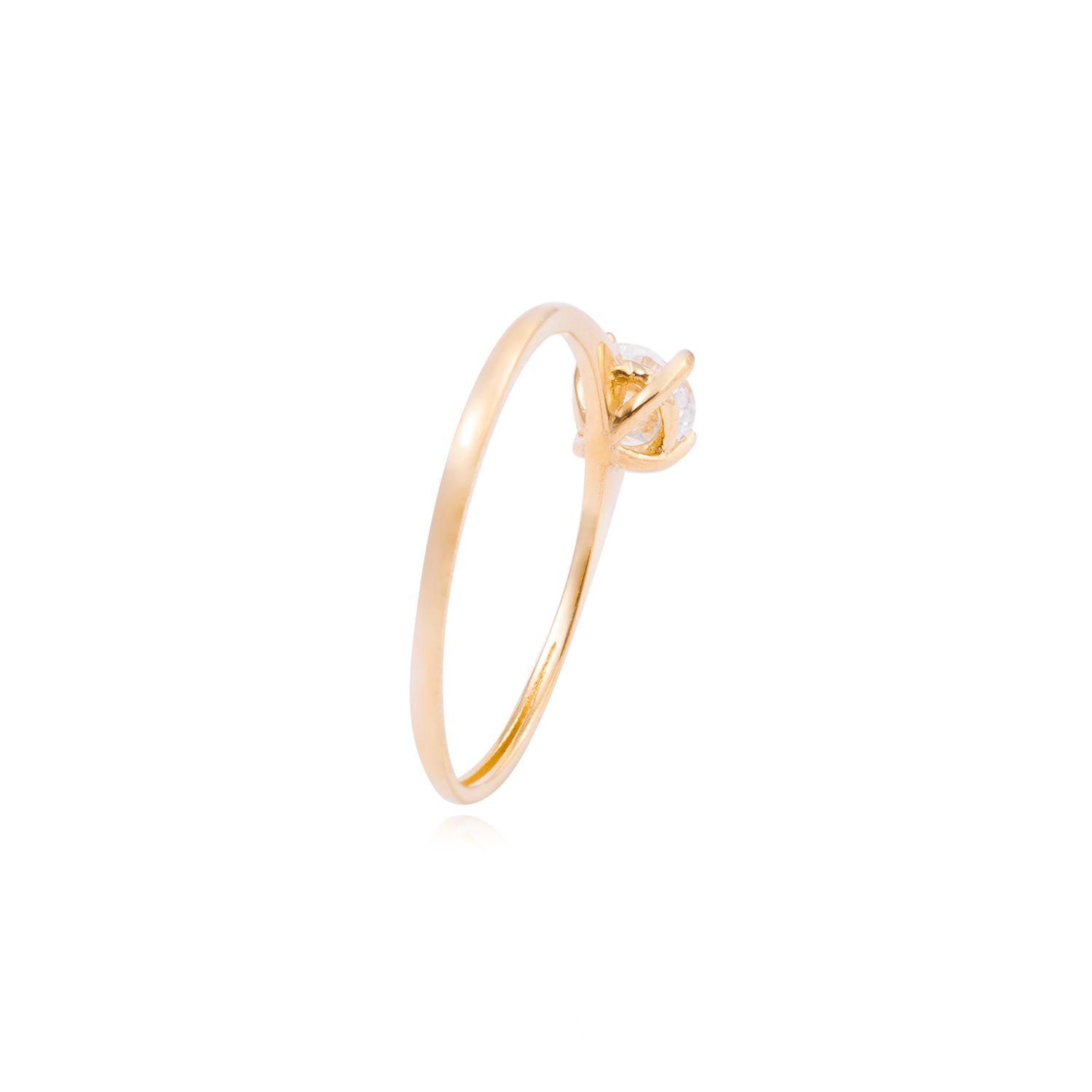 Anillo Compromiso de Oro 18Kt Circonita Corte Redondo 5 MM de 4 Grifas-2