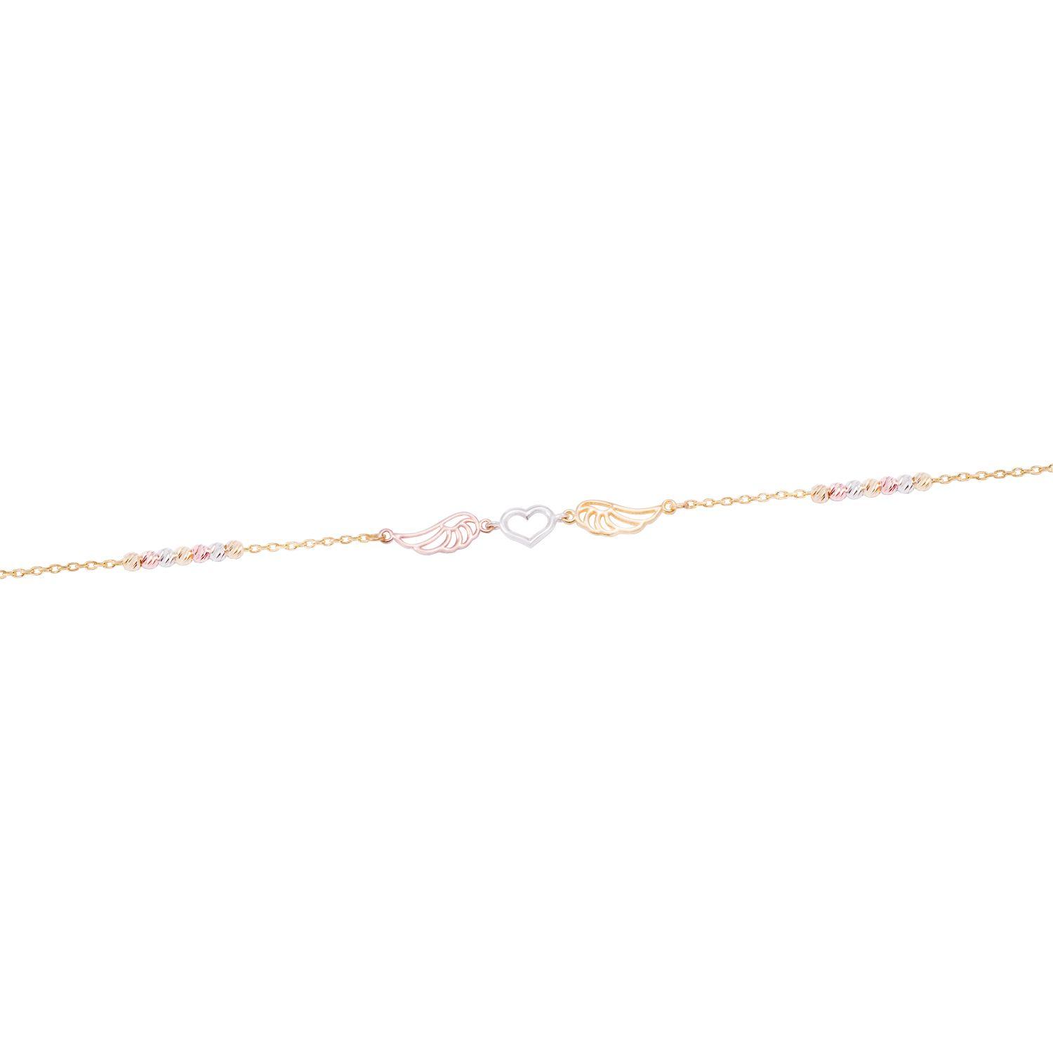 Pulsera Oro Bicolor 18kt Corazón y Alas-2
