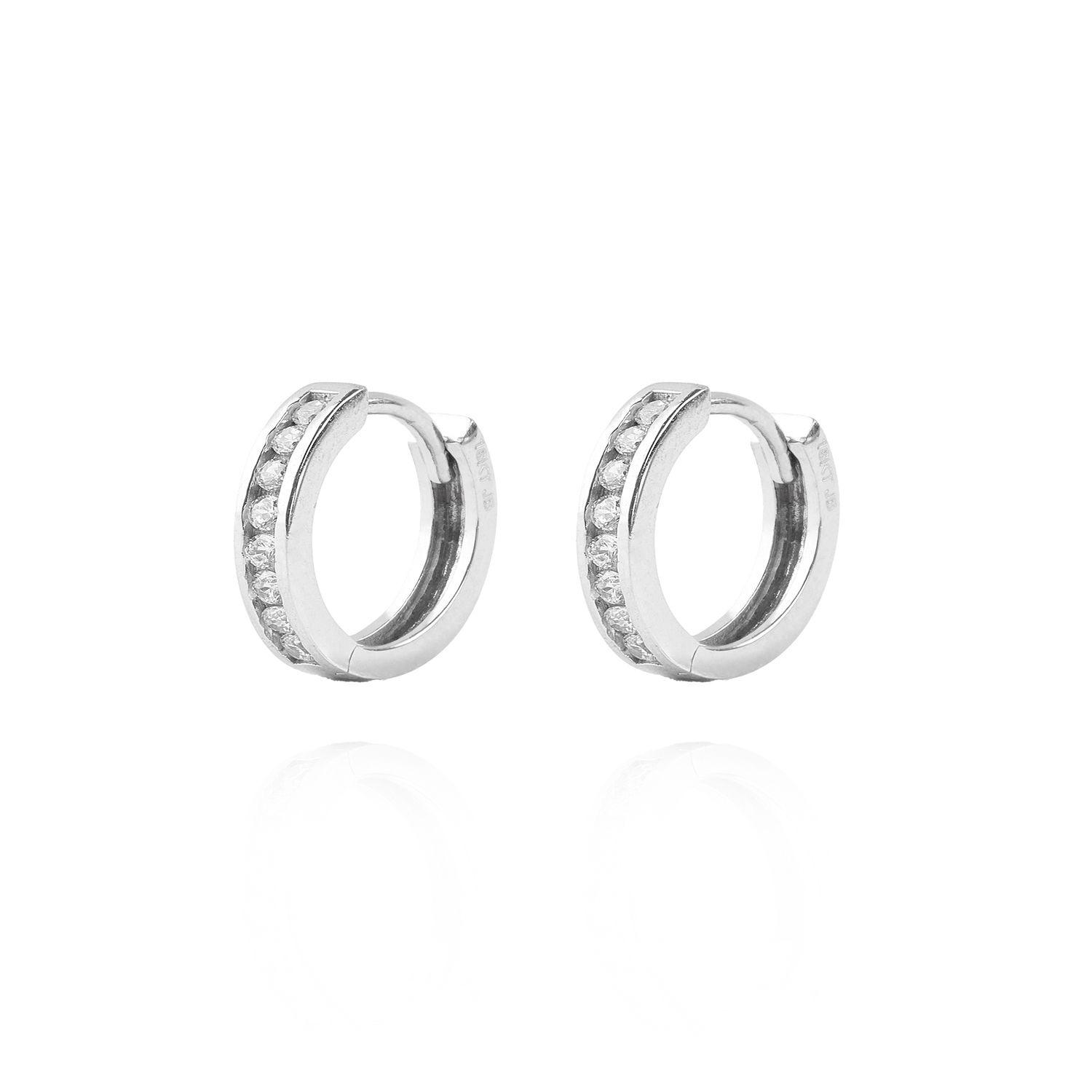 Aros de Oro Blanco 18kt Argolla Circones en riel-0