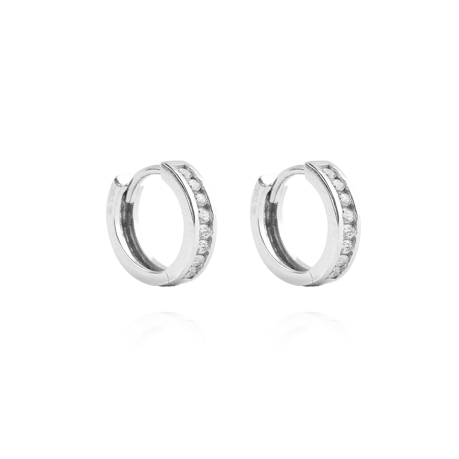 Aros de Oro Blanco 18kt Argolla Circones en riel-2