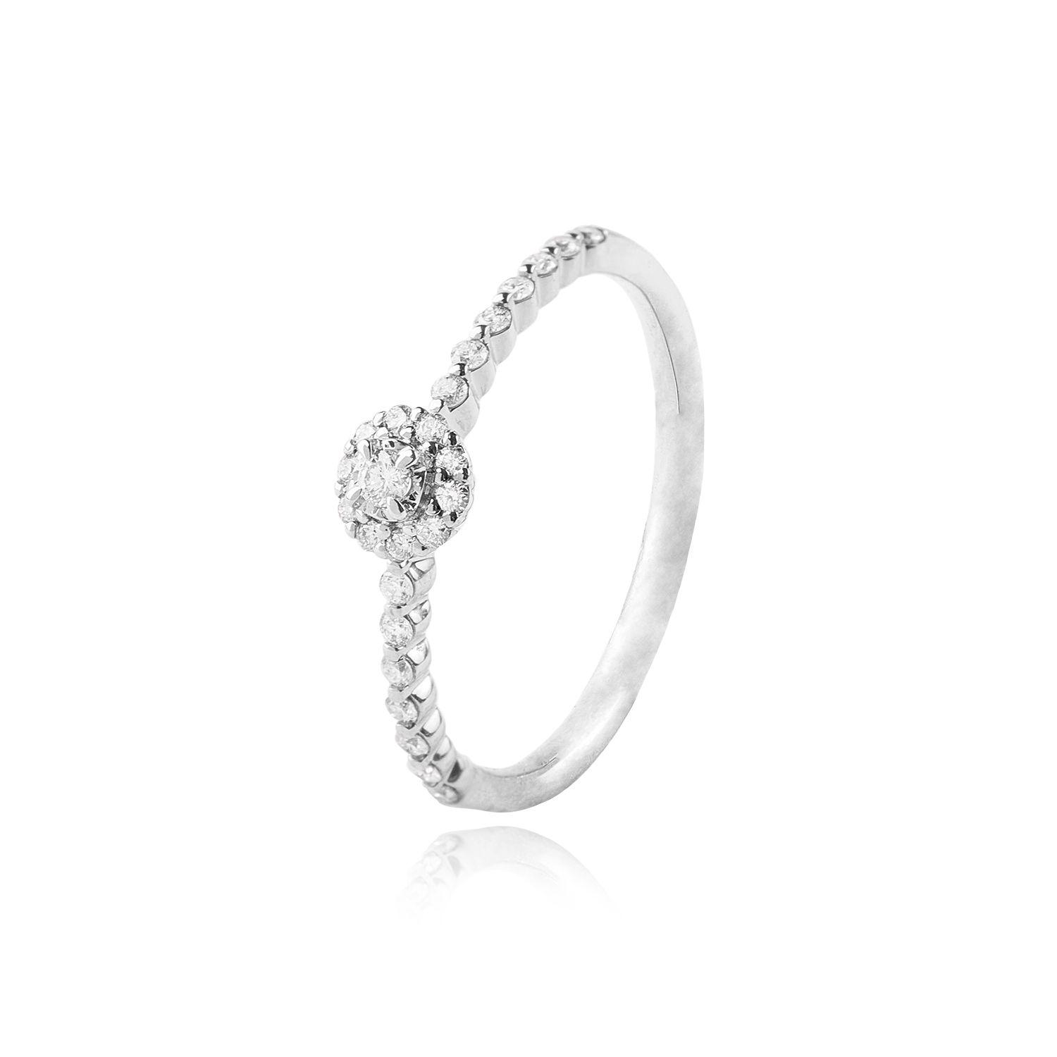 Anillo Oro Blanco 18kt Roseta y Riel Diamantes 17 Pts-0