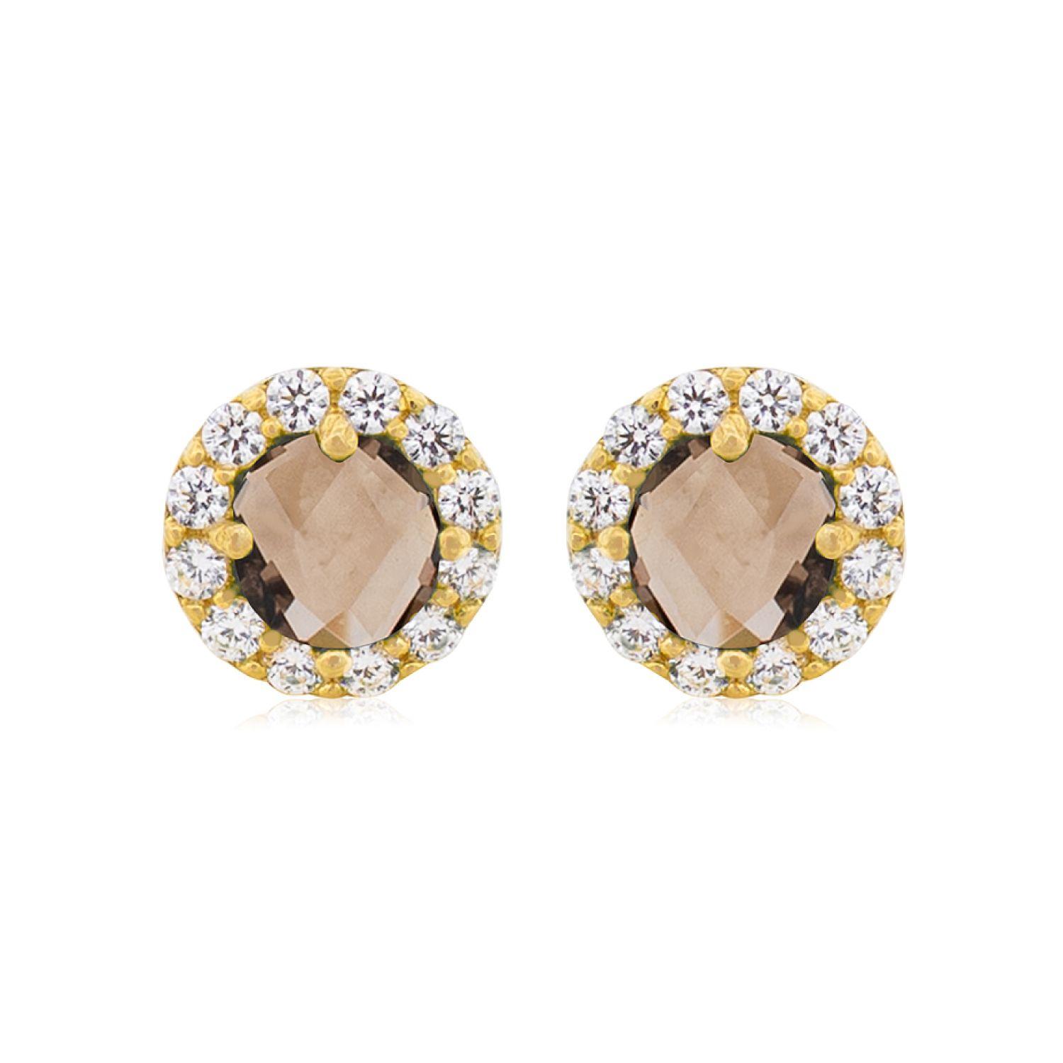 Aros de Oro 18kt Modelo Topacio y Circones-0