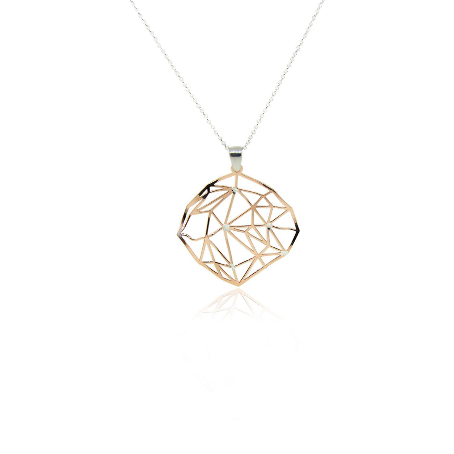 Collar de Plata Esterlina 925 Rombos Rose Revestido en Oro 18kt-2