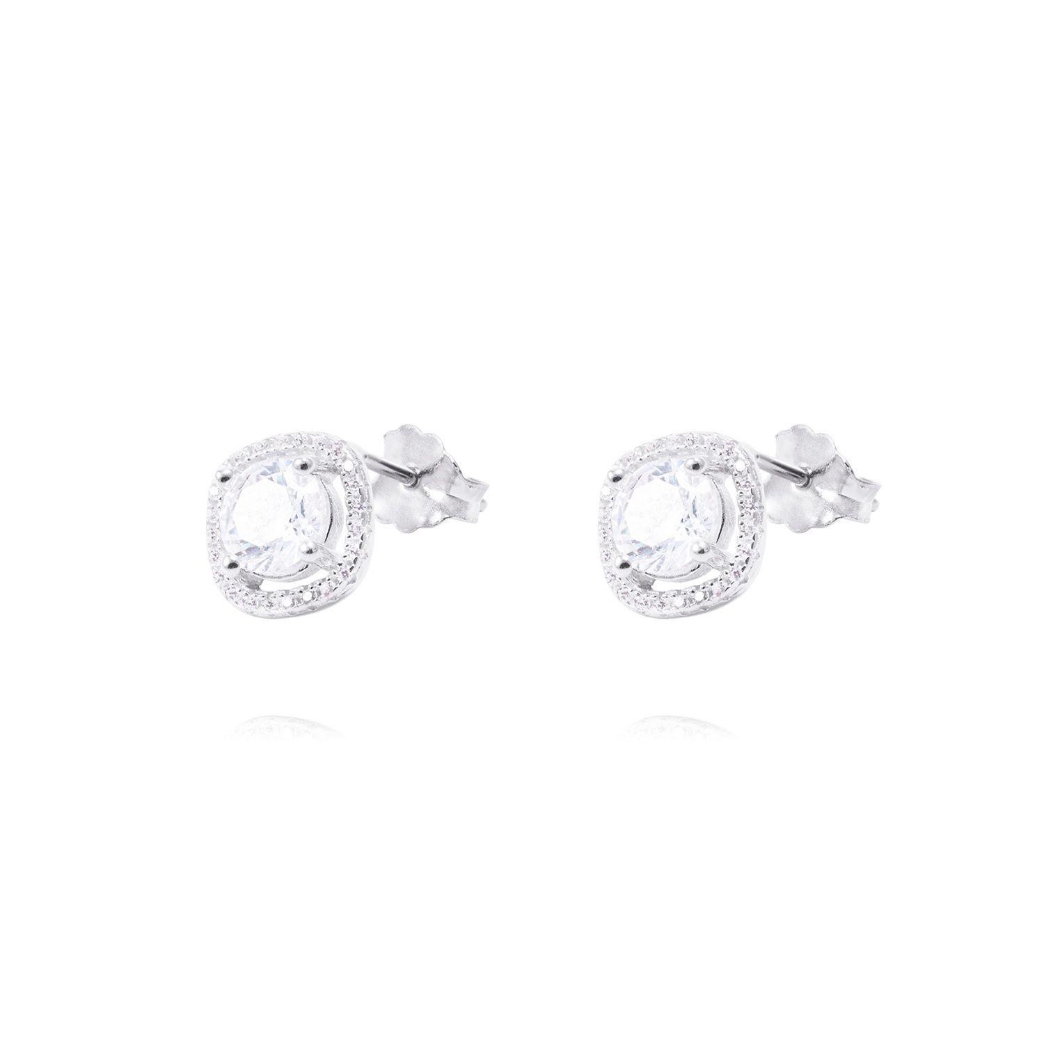 Aros de Plata Esterlina Estilo Halo Circonita-0