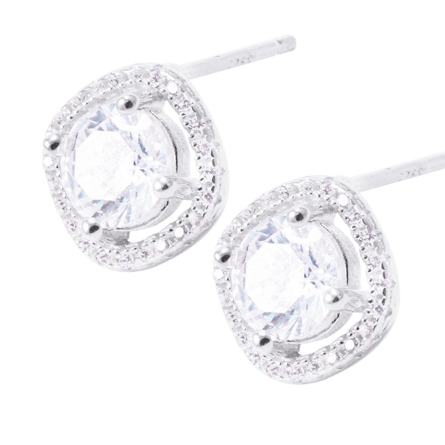 Aros de Plata Esterlina Estilo Halo Circonita-1