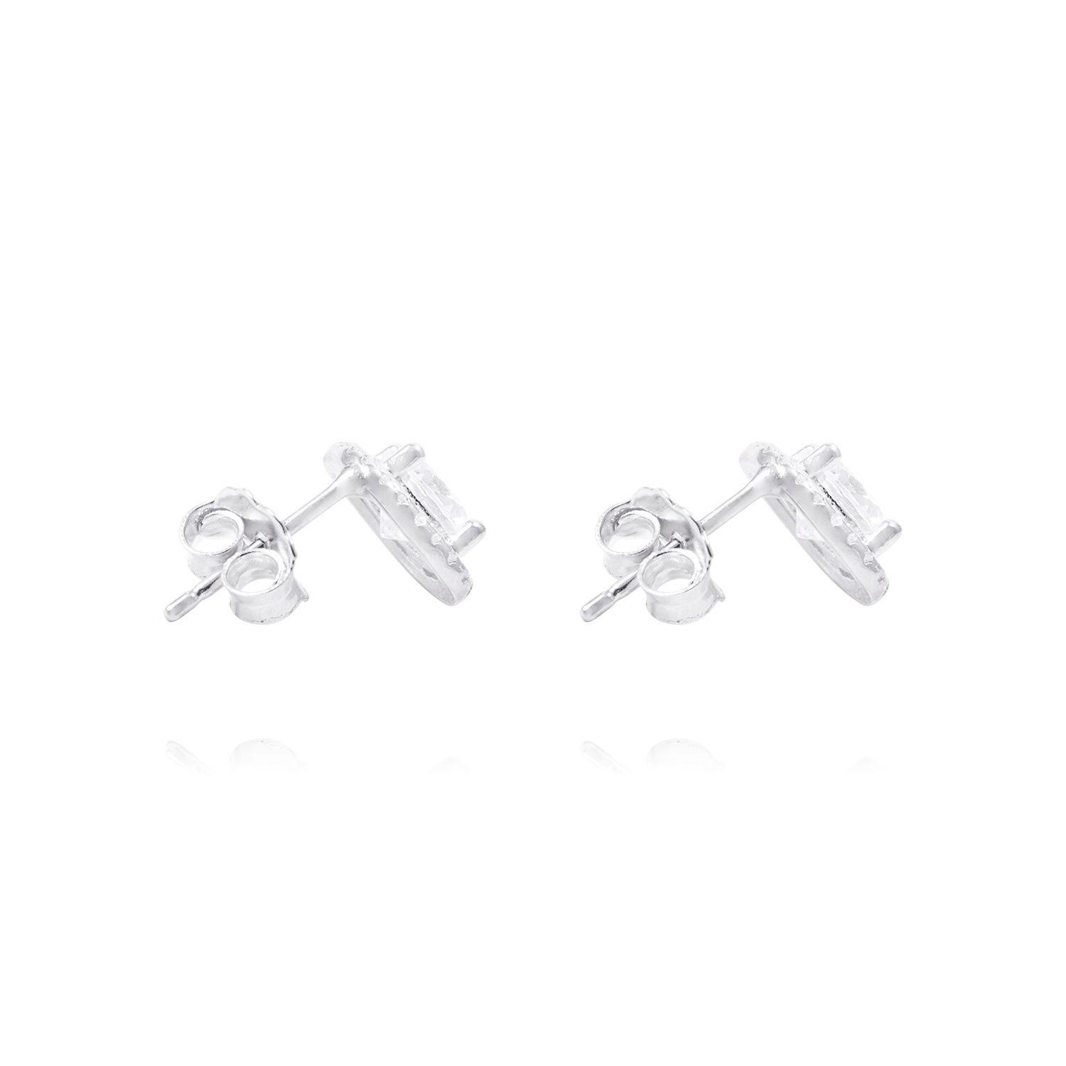 Aros de Plata Esterlina Estilo Halo Circonita-2