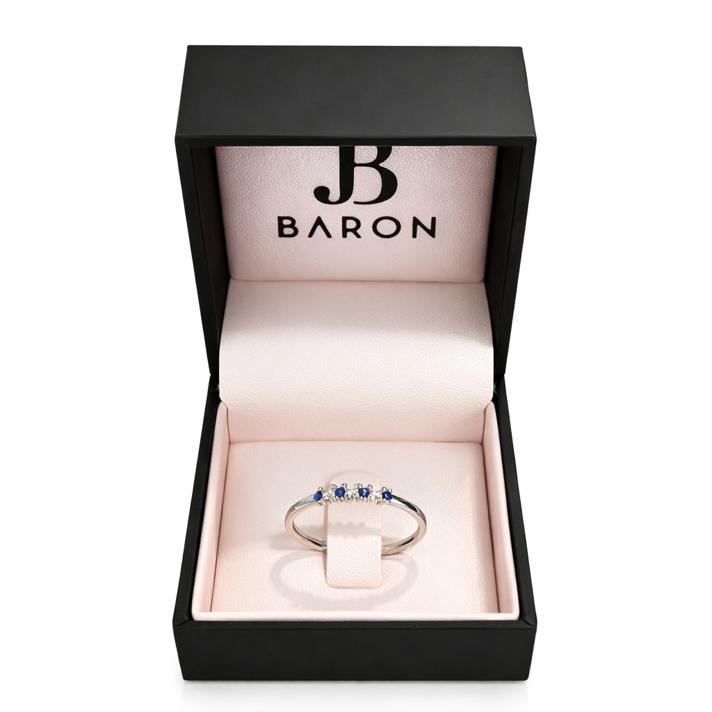 Anillo Oro Blanco 18kt Medio Cintillo Circonita-Zafiro-2