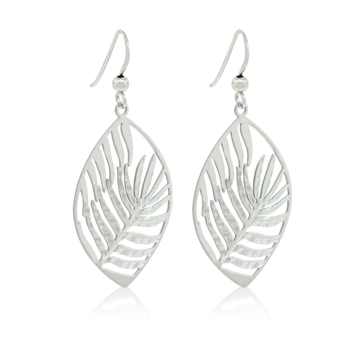 Aros de Plata Esterlina 925 Hoja Filigrama-2
