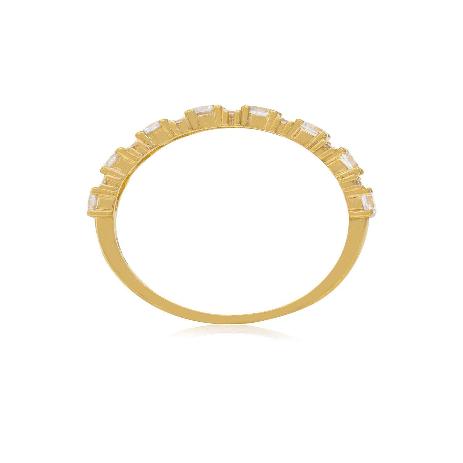 Anillo de Oro 18kt Medio Cintillo  Circón 2 Intercalado-1